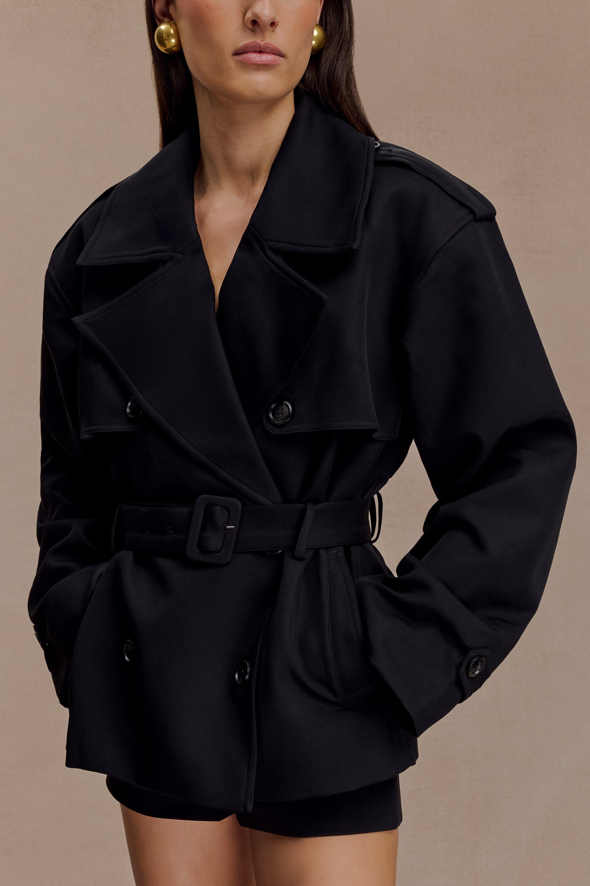 Alden Short Trench Jacket - Black #2