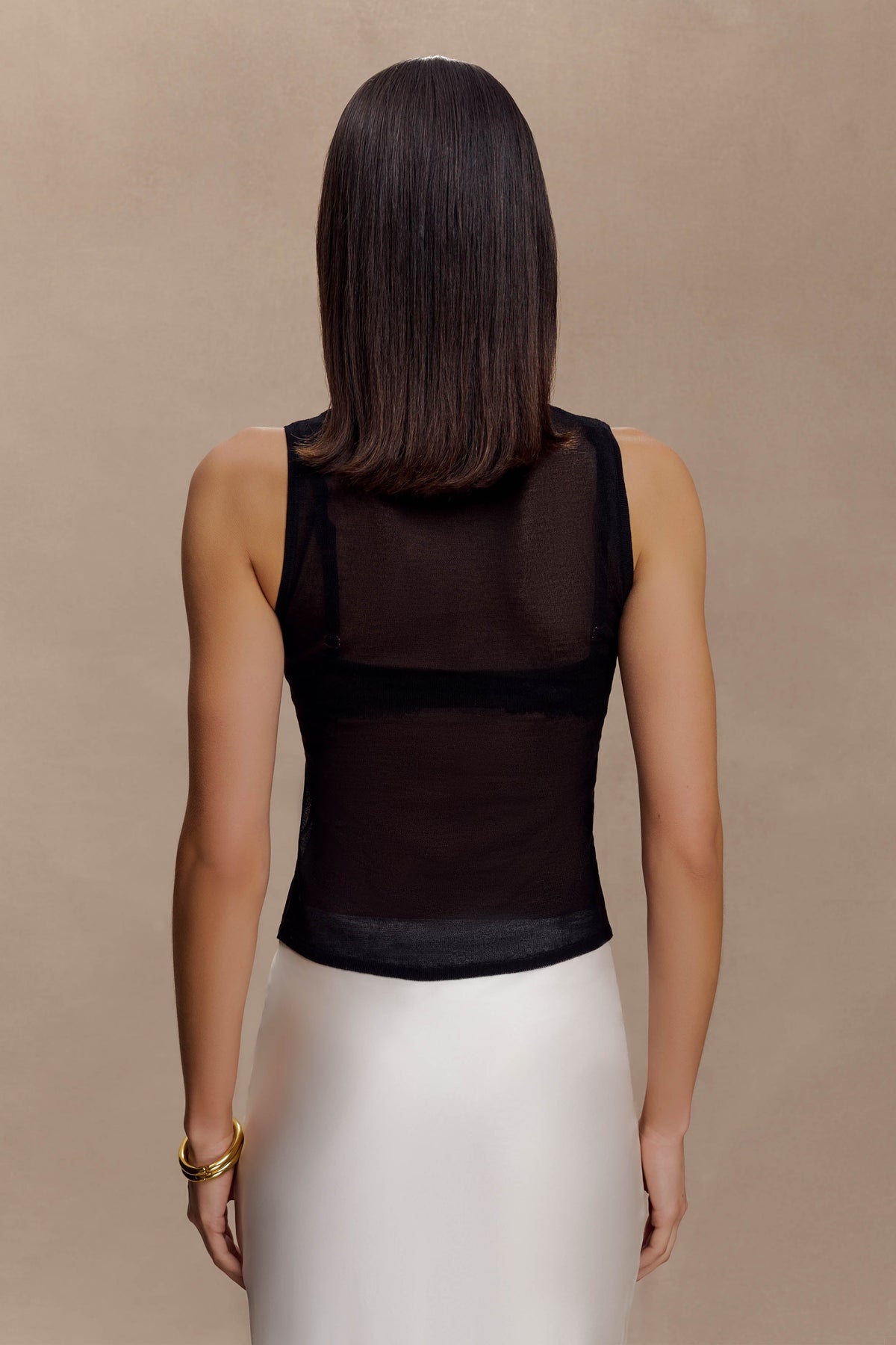 Dollie Sheer Knit Tank Top - Black #2
