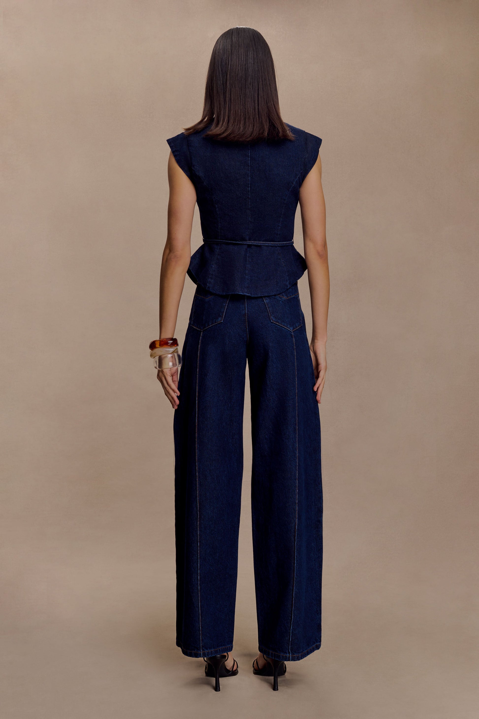 Charley Structured Tie Denim Top - Indigo Blue #6