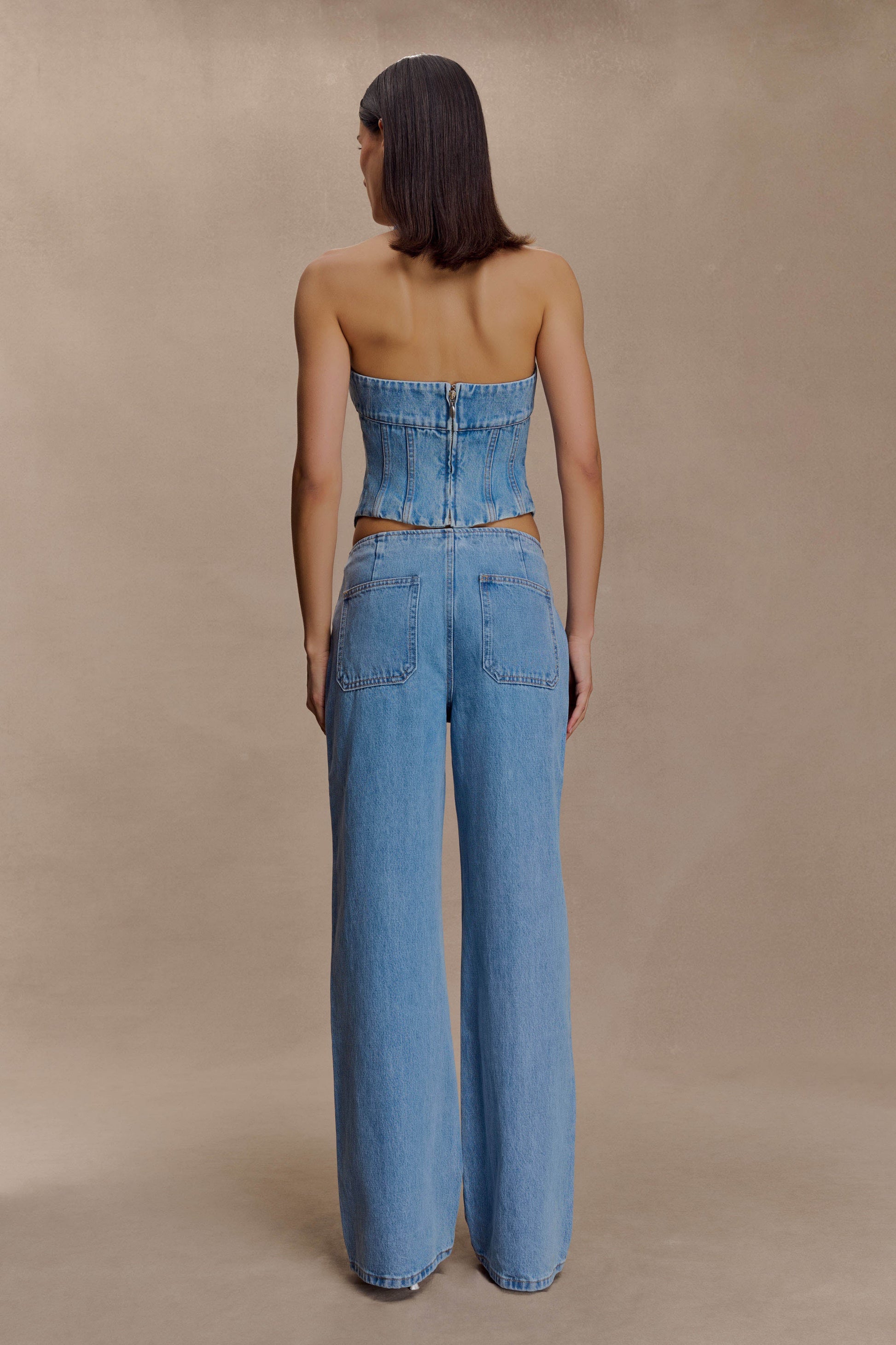 Meadow Denim Corset Halter Top - Classic Blue #7