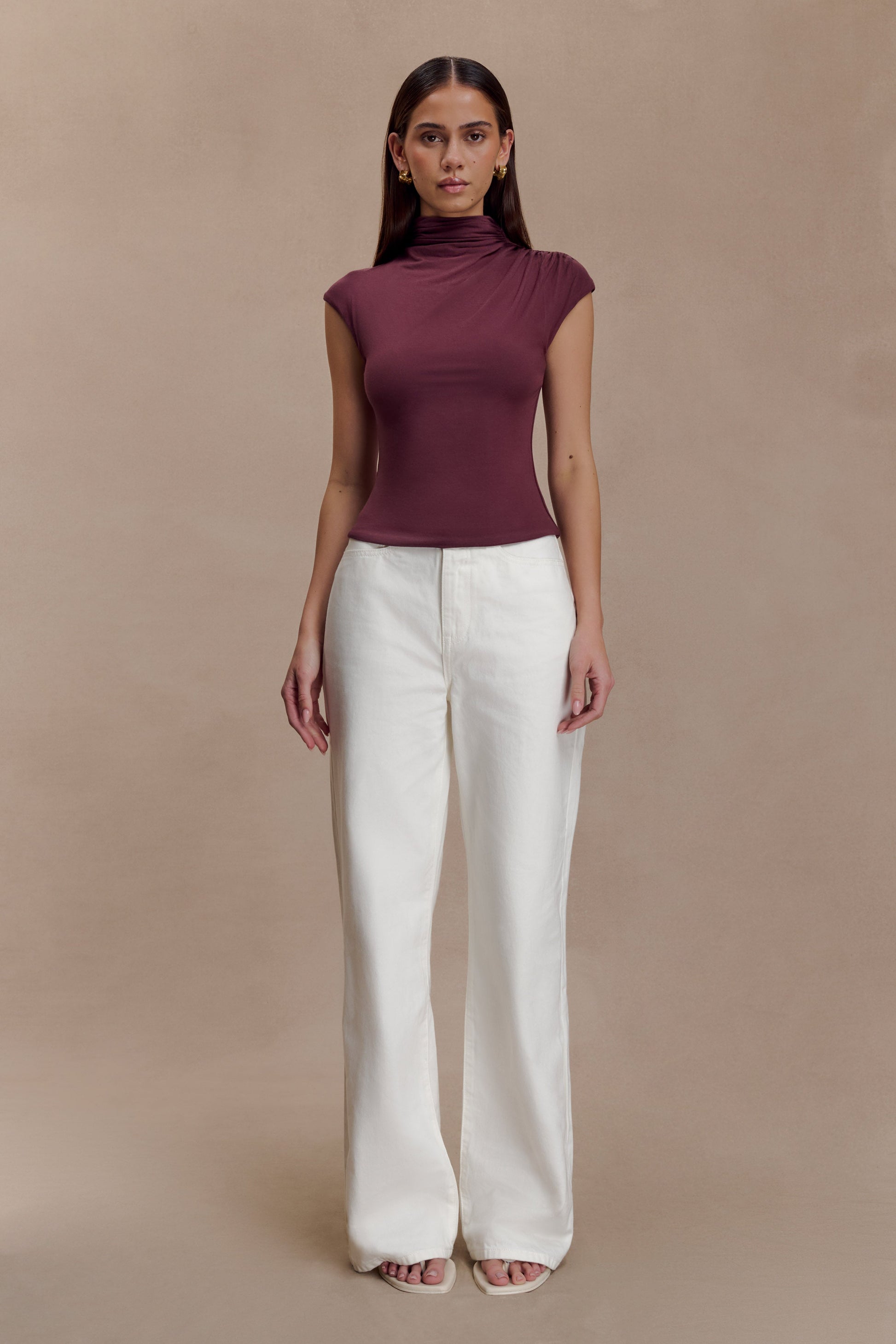 Freesia High Neck Sleeveless Top - Mahogany #5