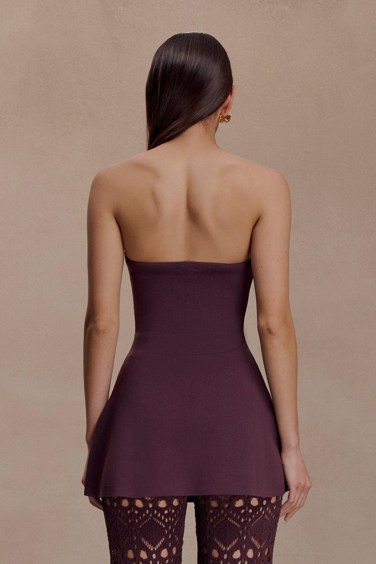 Anette Bandage Knit Strapless Top - Chocolate #4