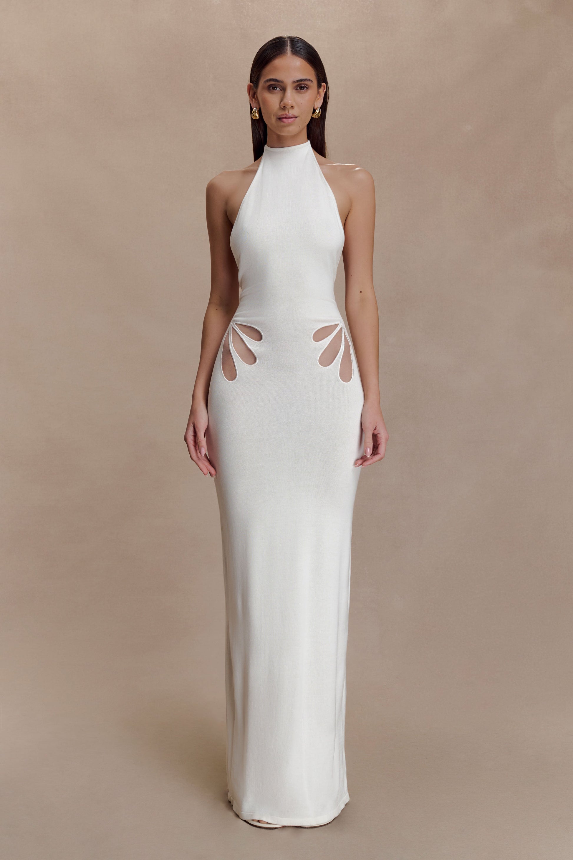 Brock Knit Halter Maxi Dress - White #4