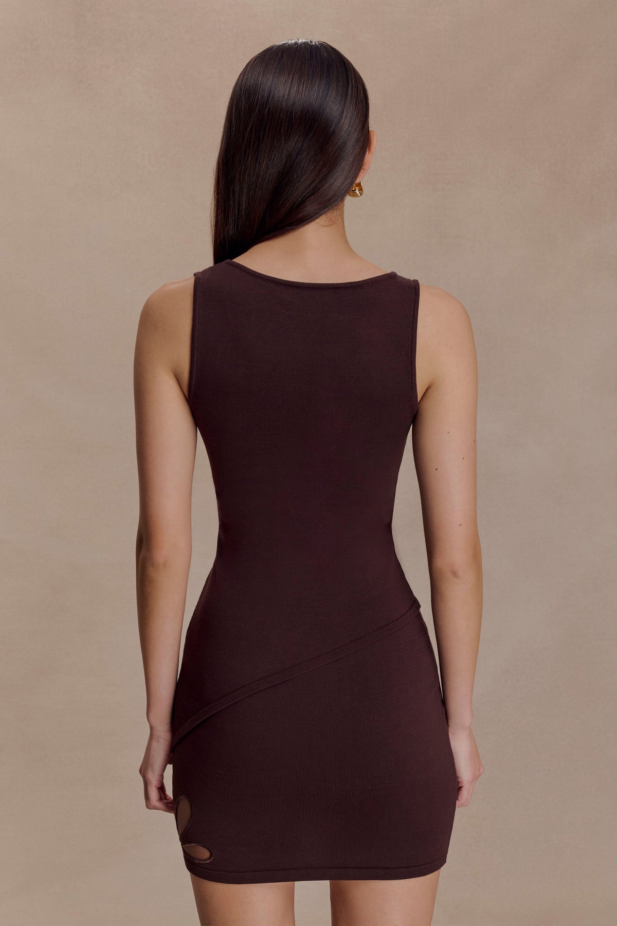 Brock Asymmetrical Neckline Knit Top - Dark Chocolate