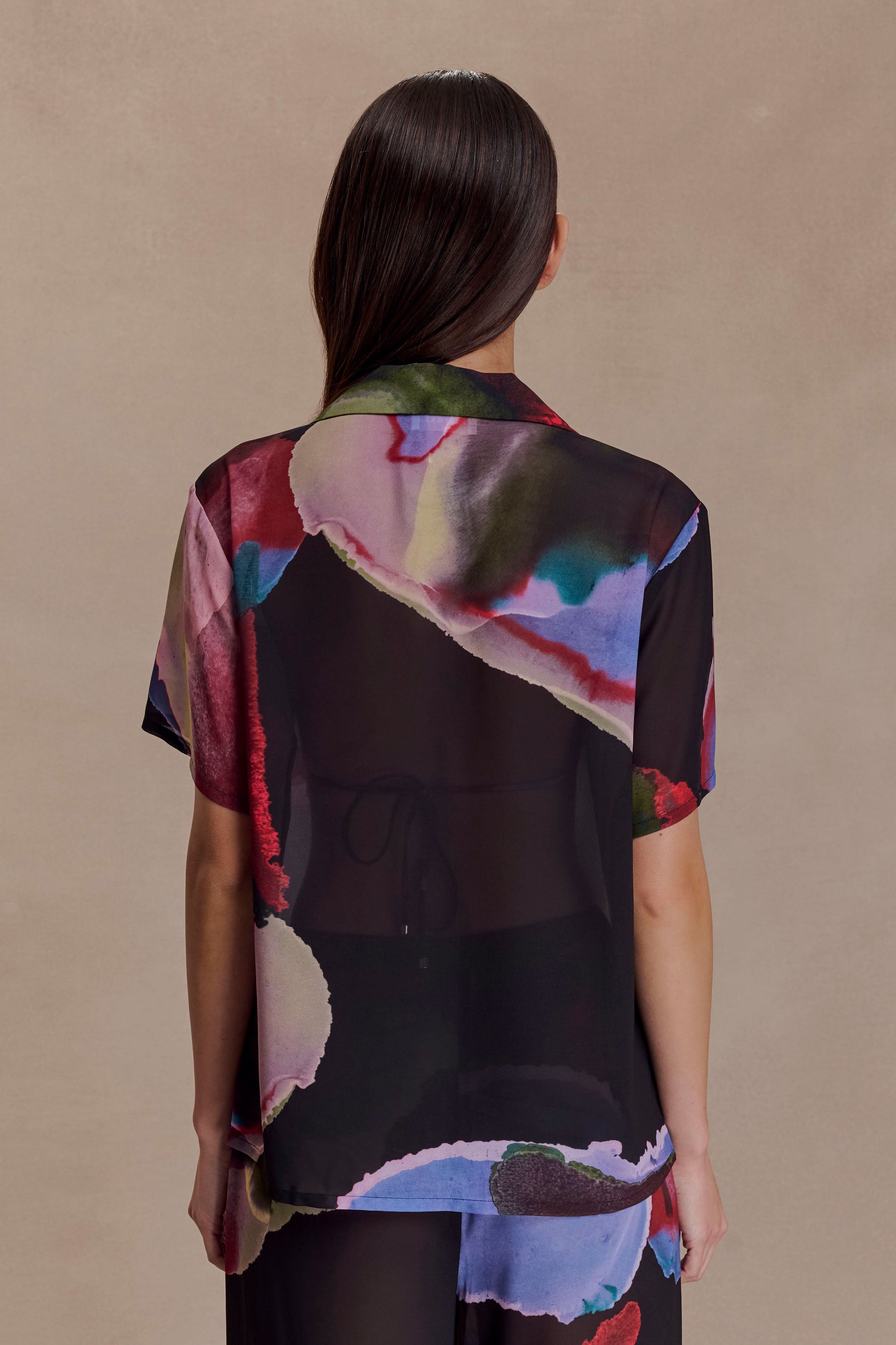 Rachel Chiffon Short Sleeve Shirt - Multi Fluid Reverie Print #2