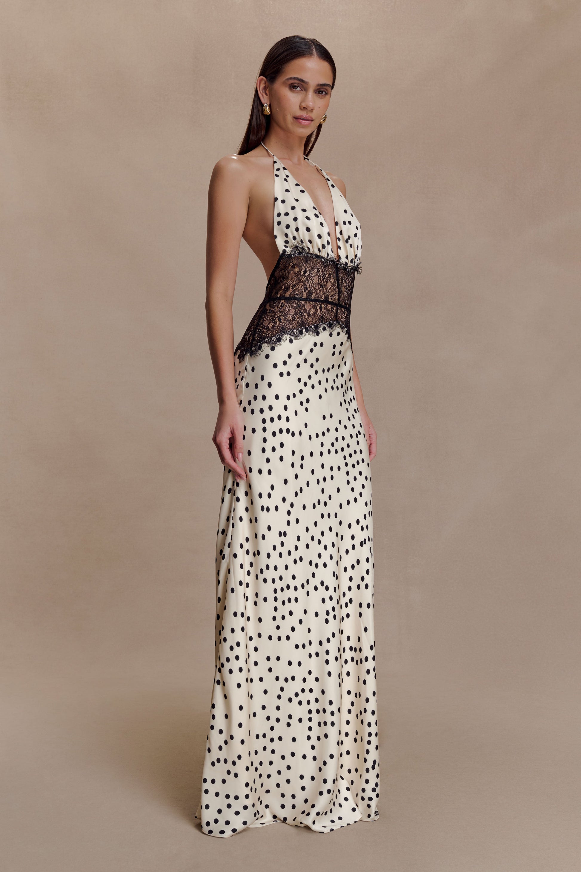 Dinah Lace And Satin Maxi Dress - Polkadot #4
