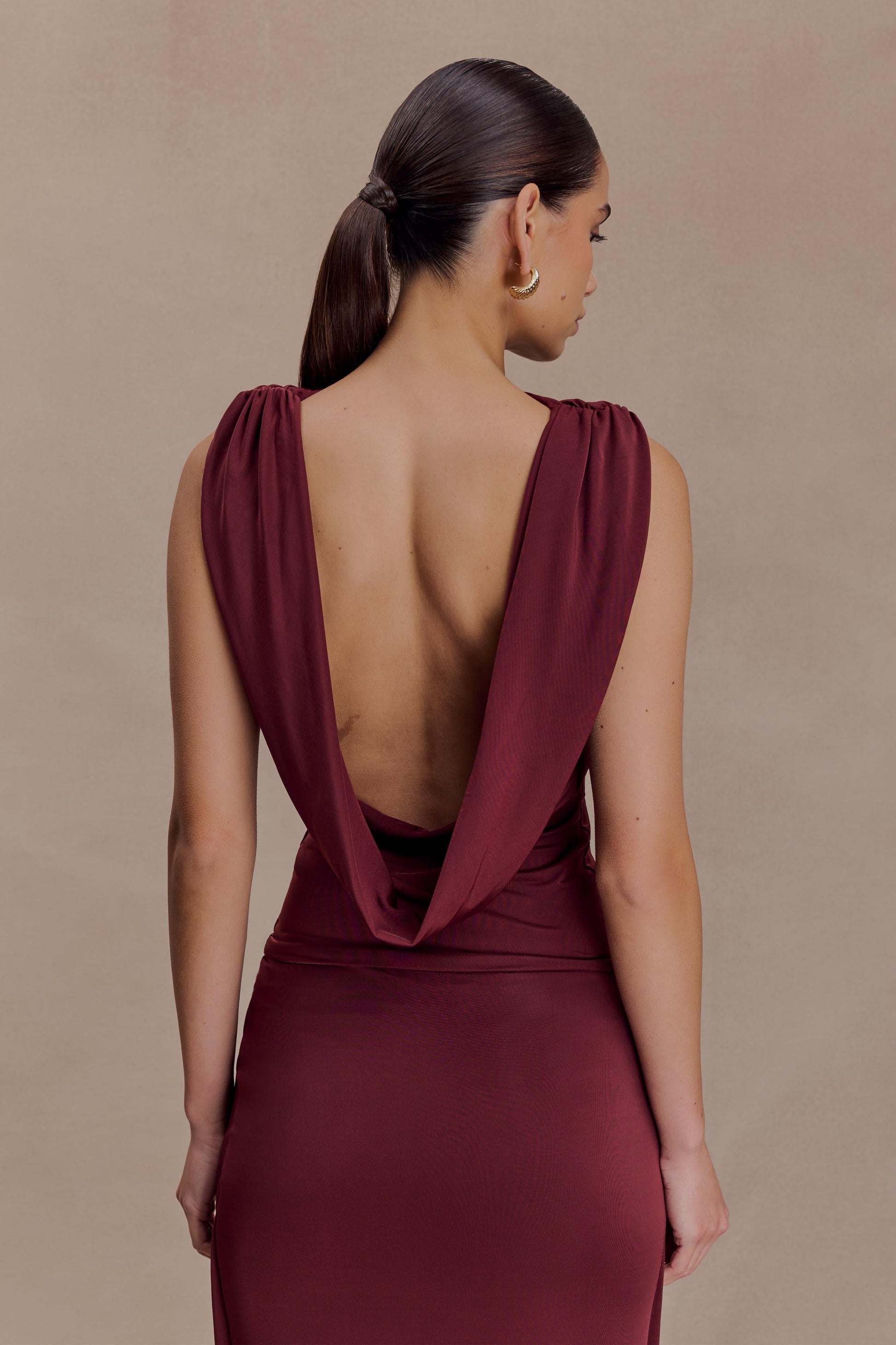 Bridget Slinky Cowl Back Top - Burgundy #3