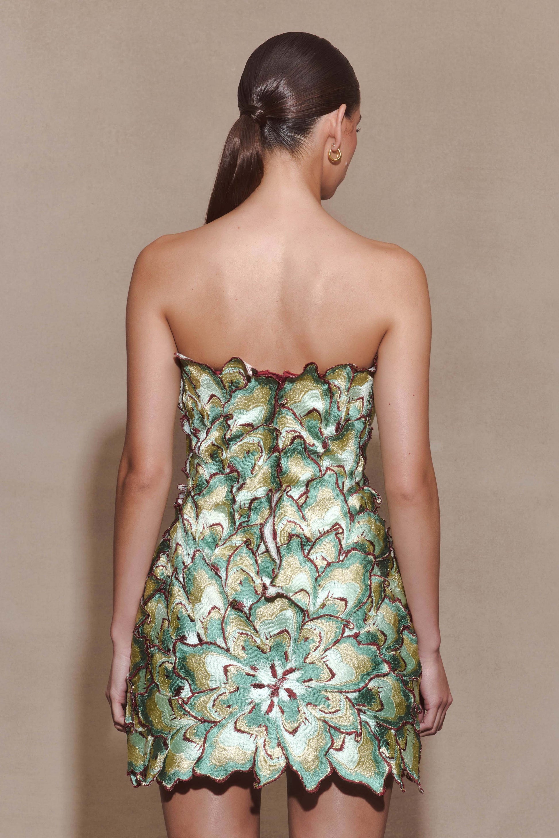 Juniper Hand Embroidered Floral Mini Dress - Gold/Teal #2