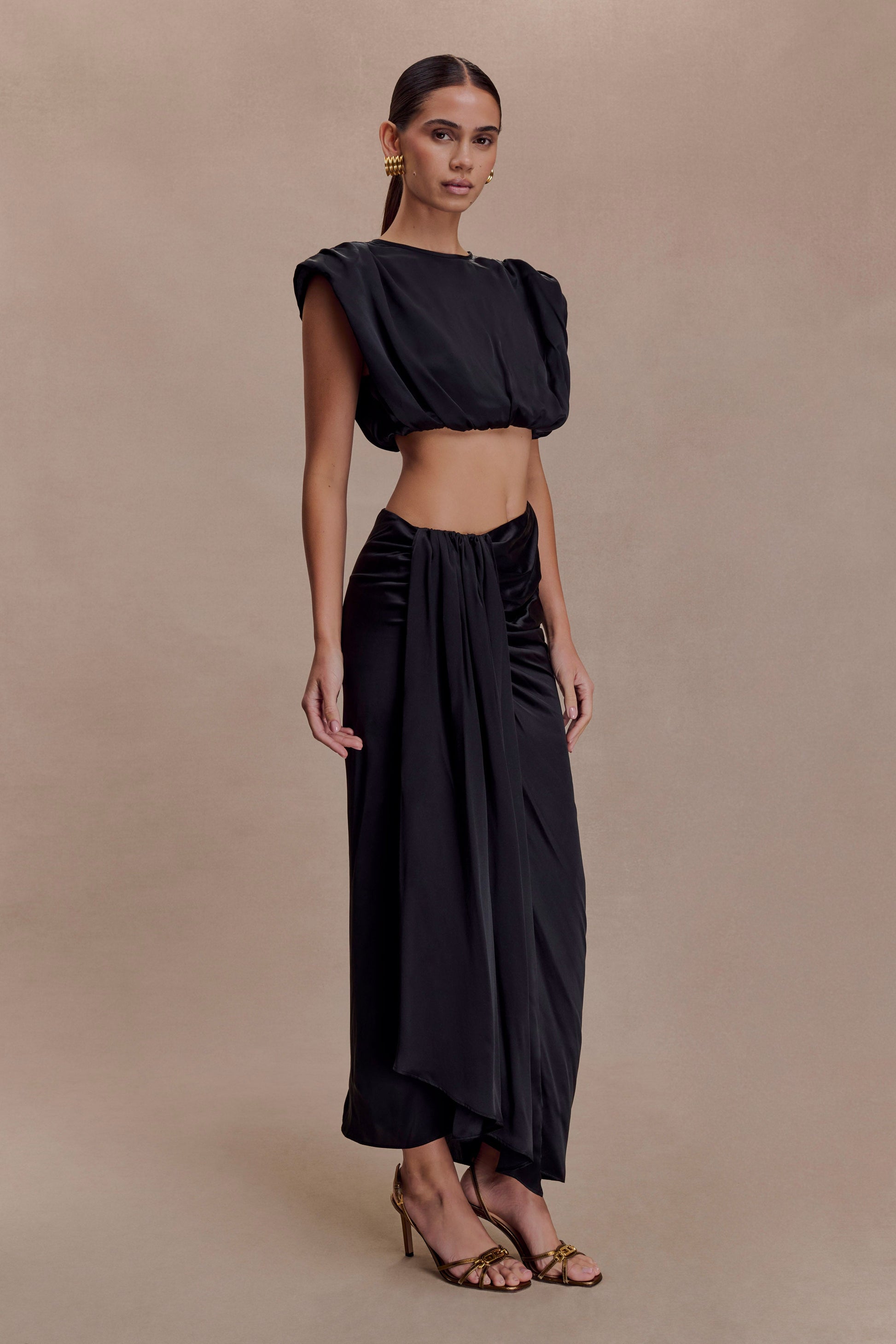 Zendaya Silk Midi Skirt - Black #7