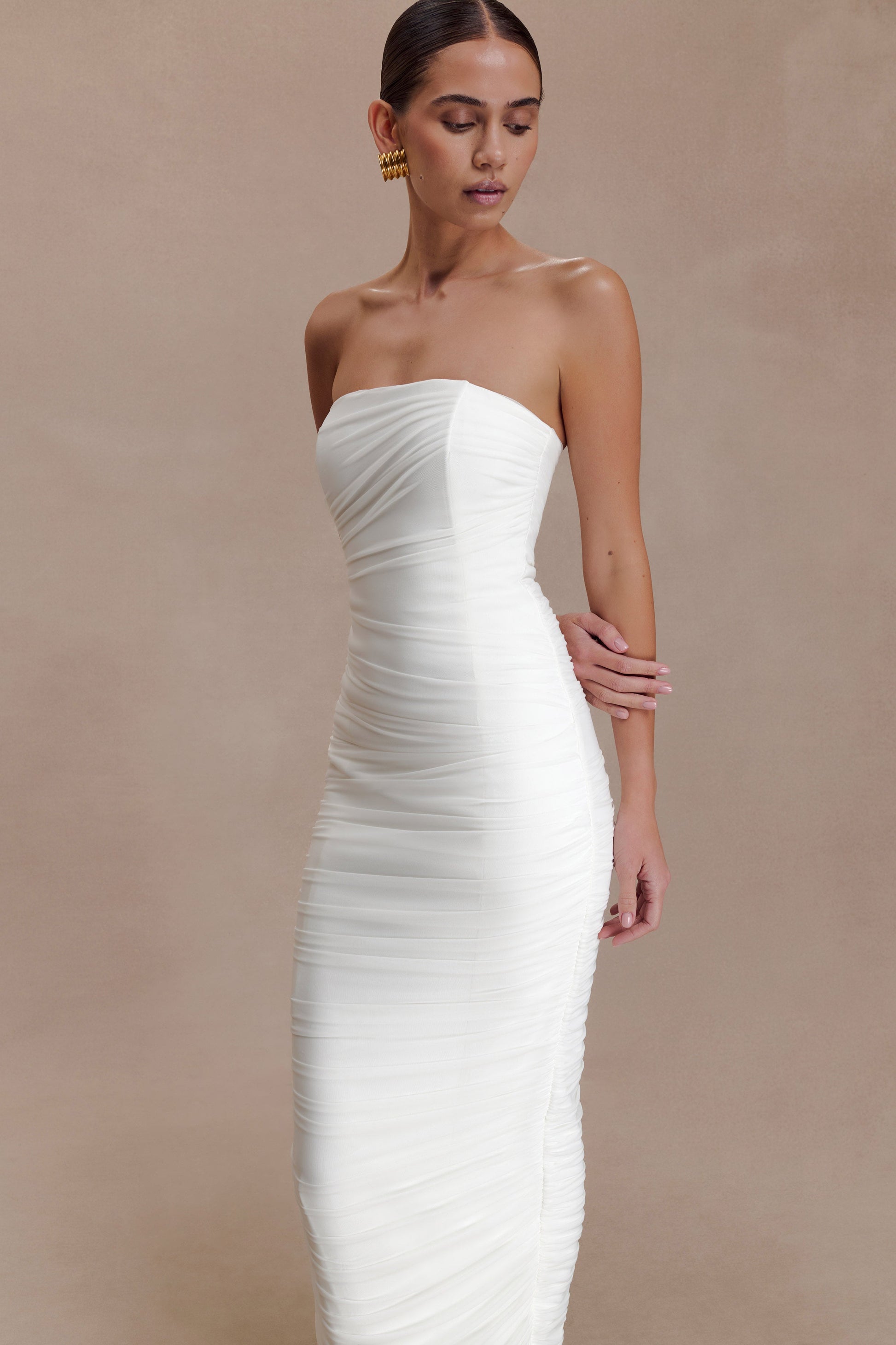 Jianna Strapless Mesh Maxi Dress - Ivory #6