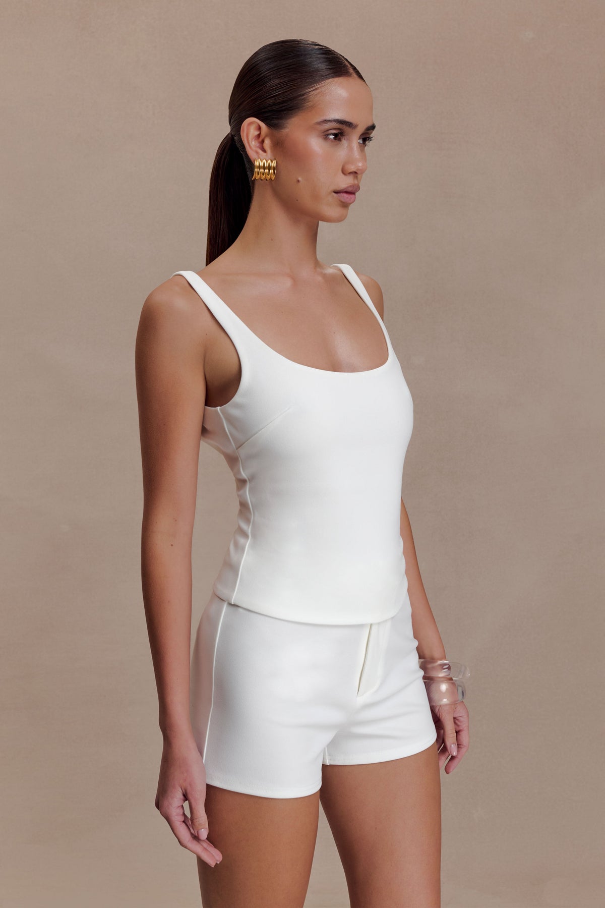 Blanca Stretch Crepe Cami Top - White #2
