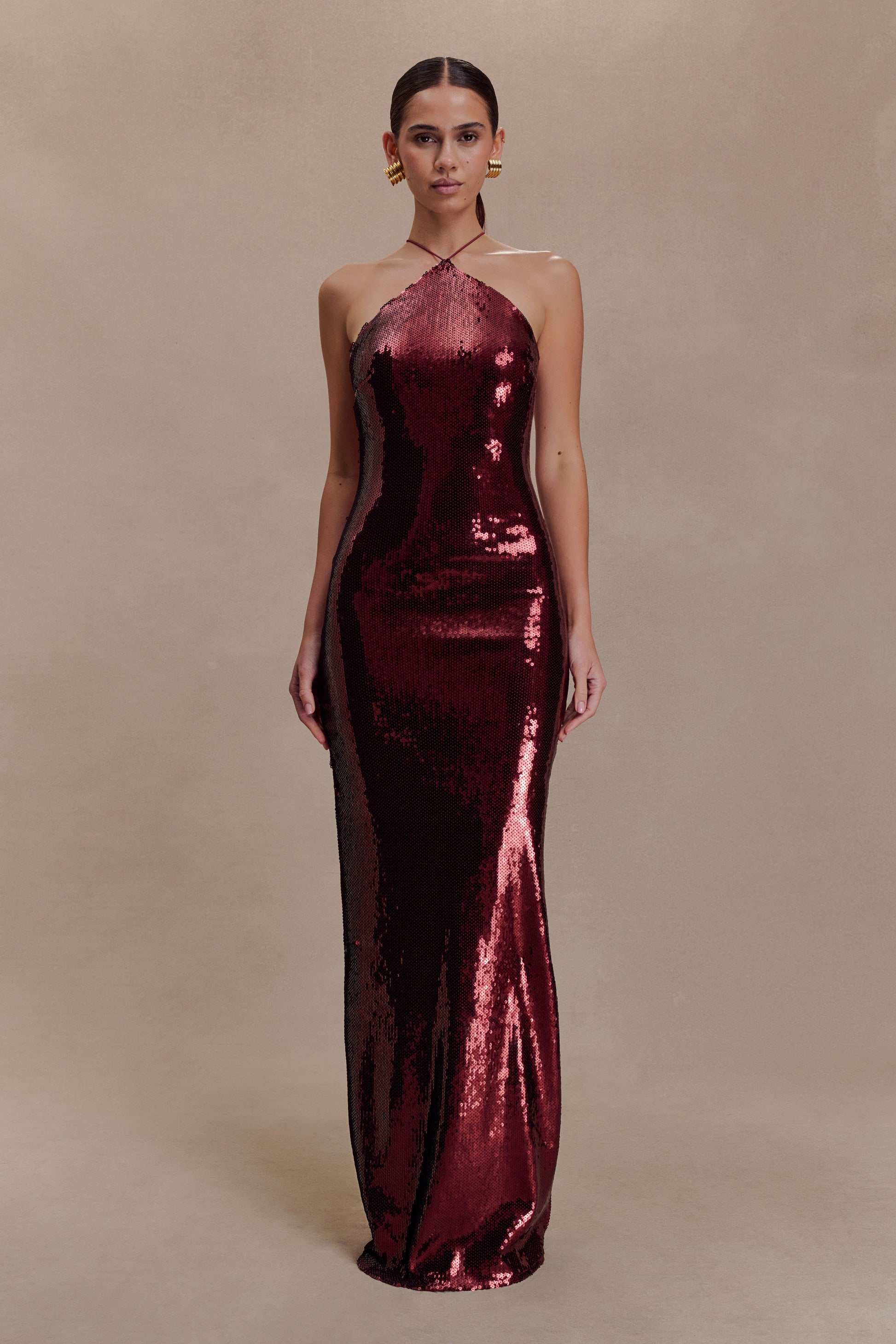 Baldwin Sequin Cut Out Maxi Dress - Mahogany #2