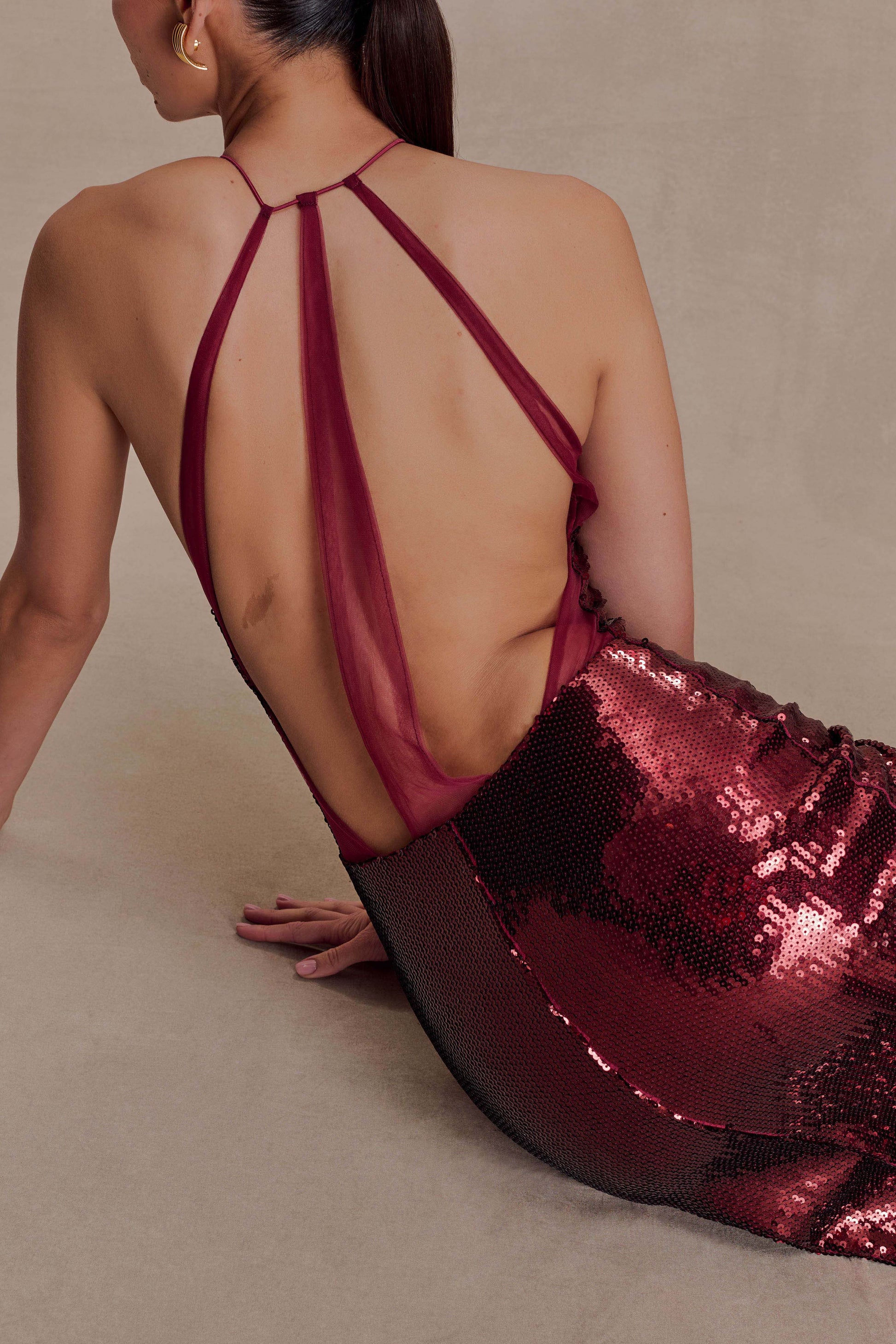 Baldwin Sequin Cut Out Maxi Dress - Mahogany #7