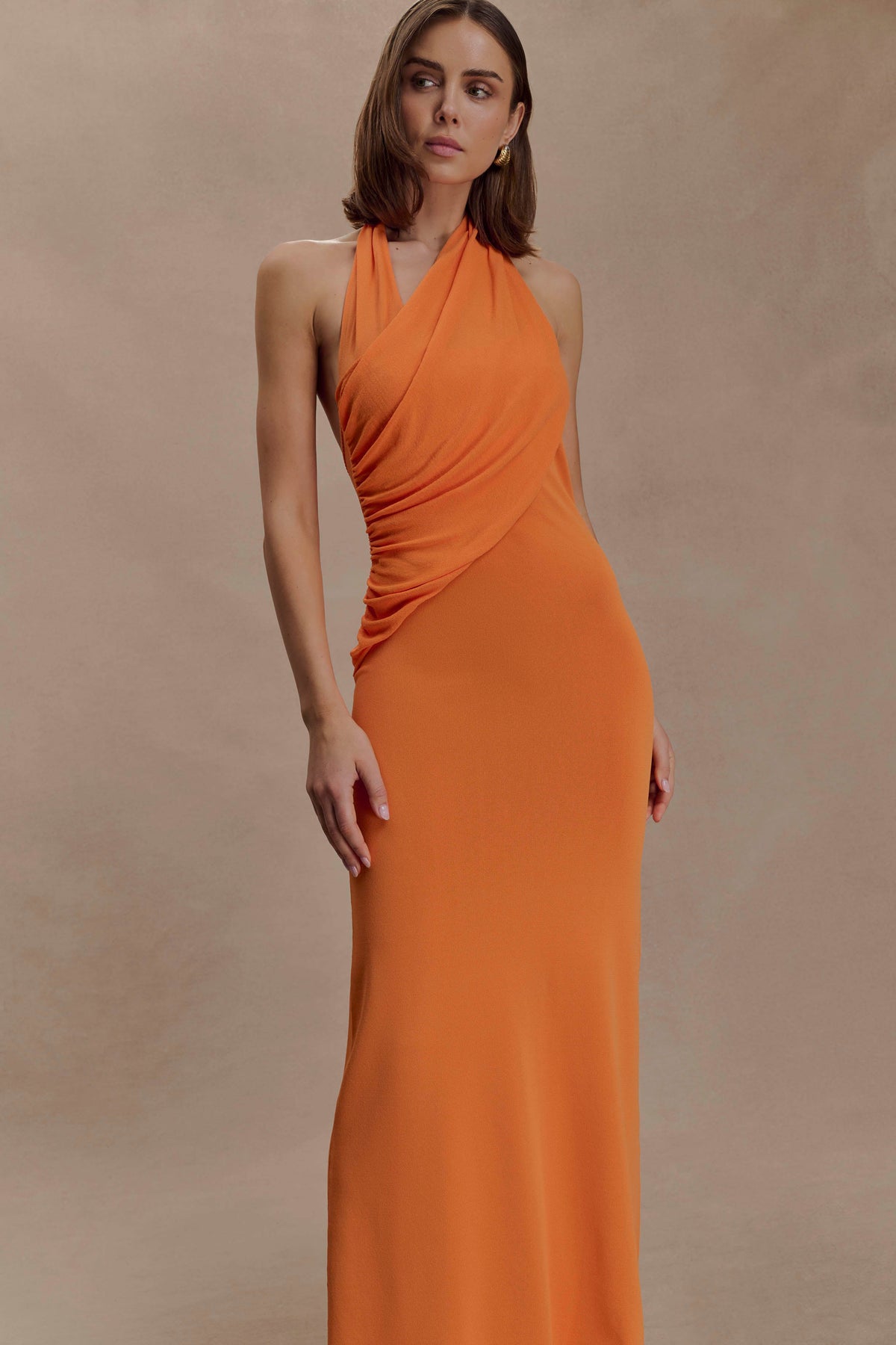 Elma Halter Knit Maxi Dress - Orange #3