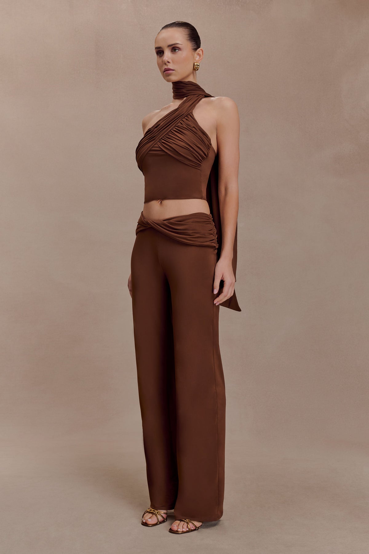 Lydia Slinky Straight Leg Pants - Chocolate