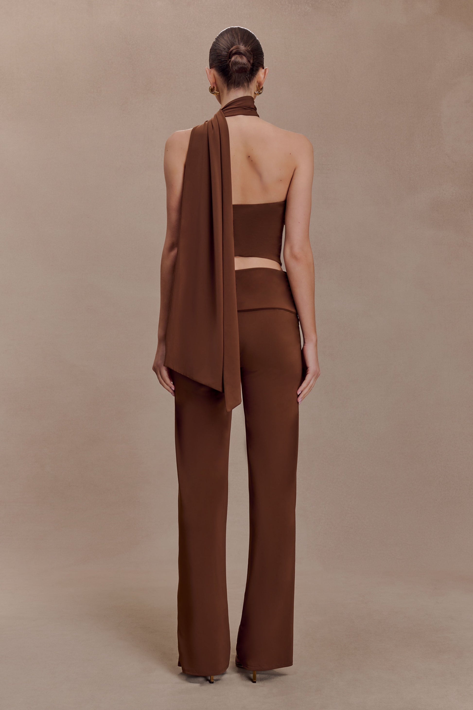 Lydia Slinky Asymmetrical Halter Top - Chocolate #5