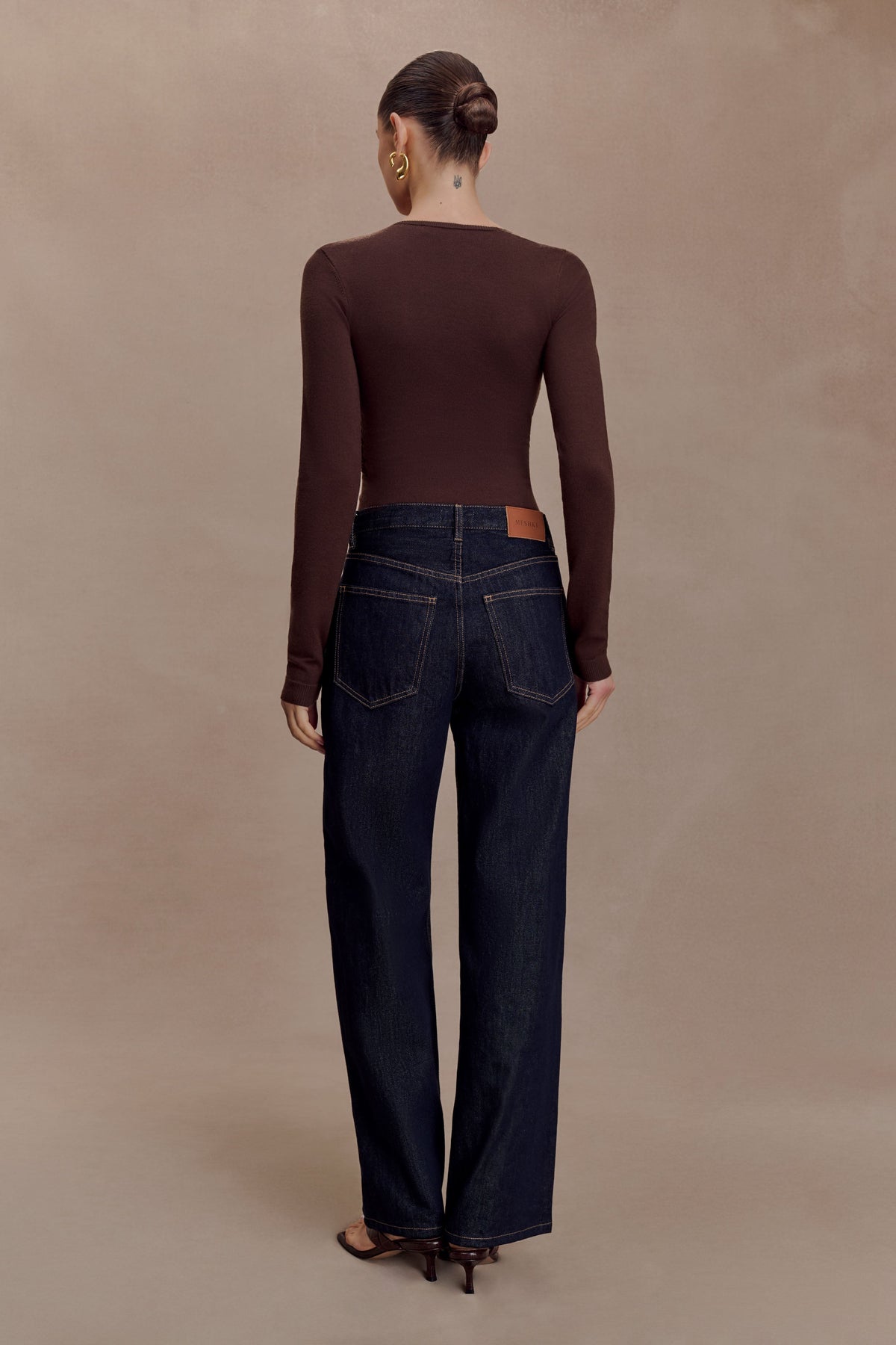 Kaylen Knit Long Sleeve Top - Dark Chocolate