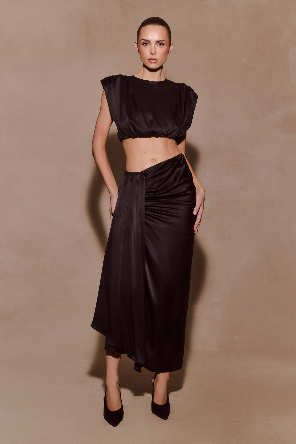 Zendaya Silk Crop Top - Black #7