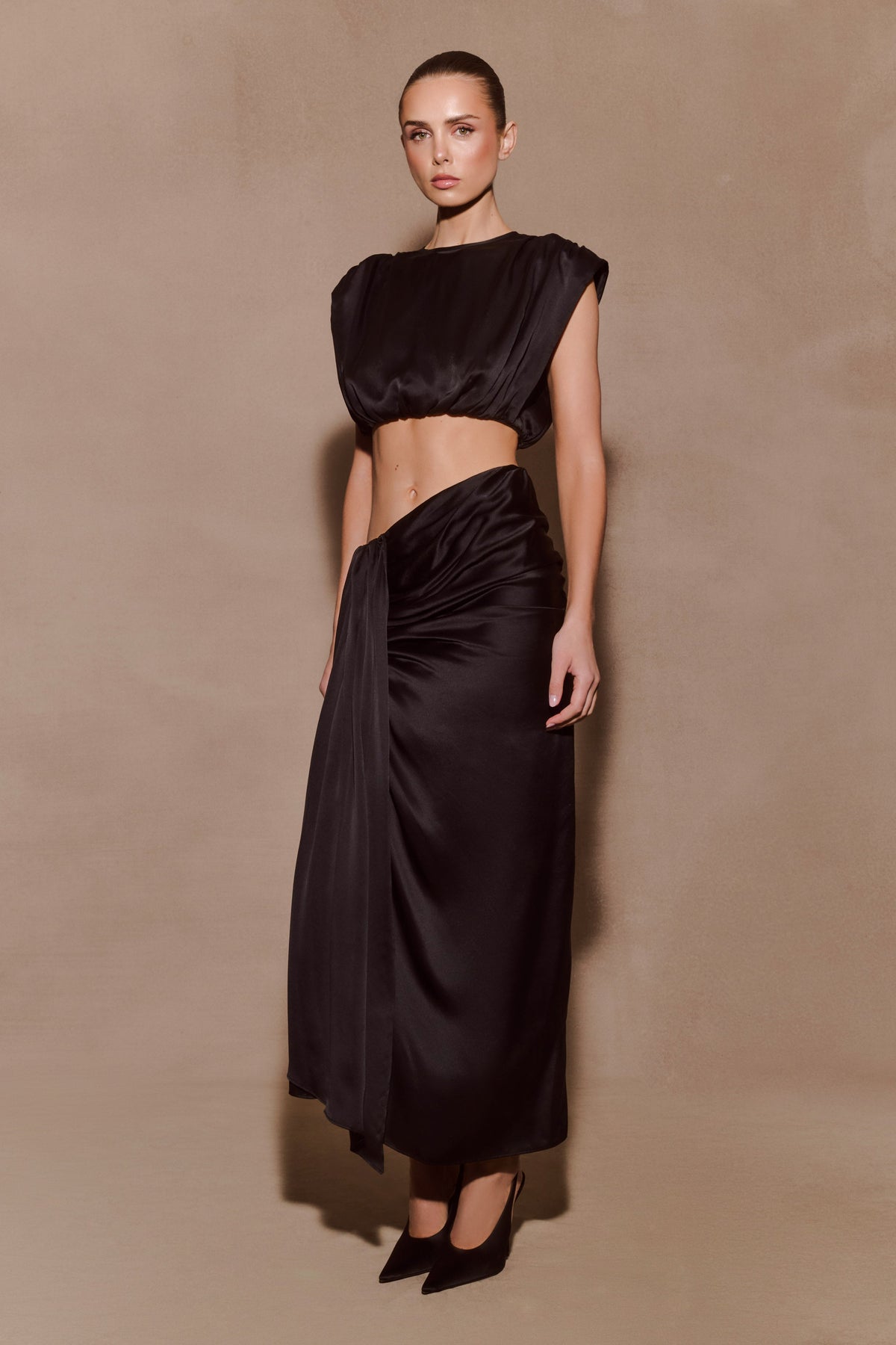 Zendaya Silk Crop Top - Black #9