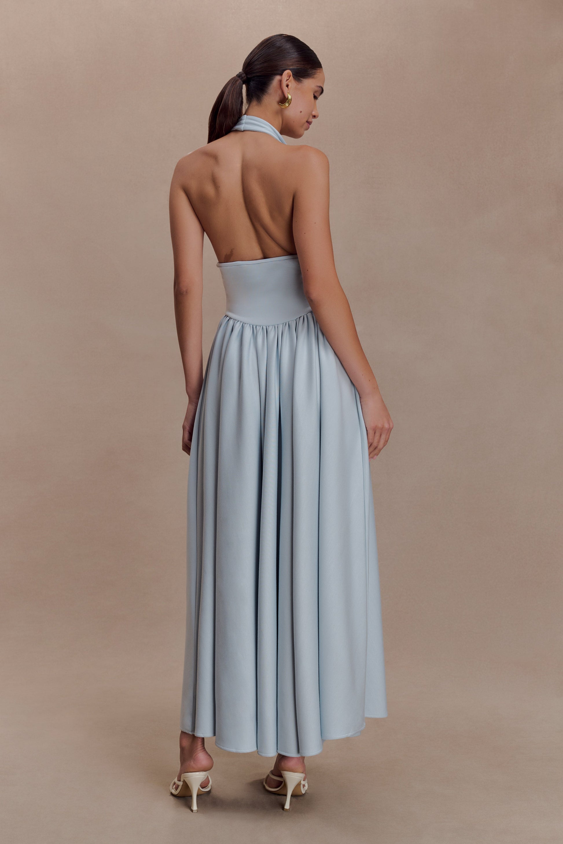 Angelina Scuba Halter Midi Dress - Pale Blue #4