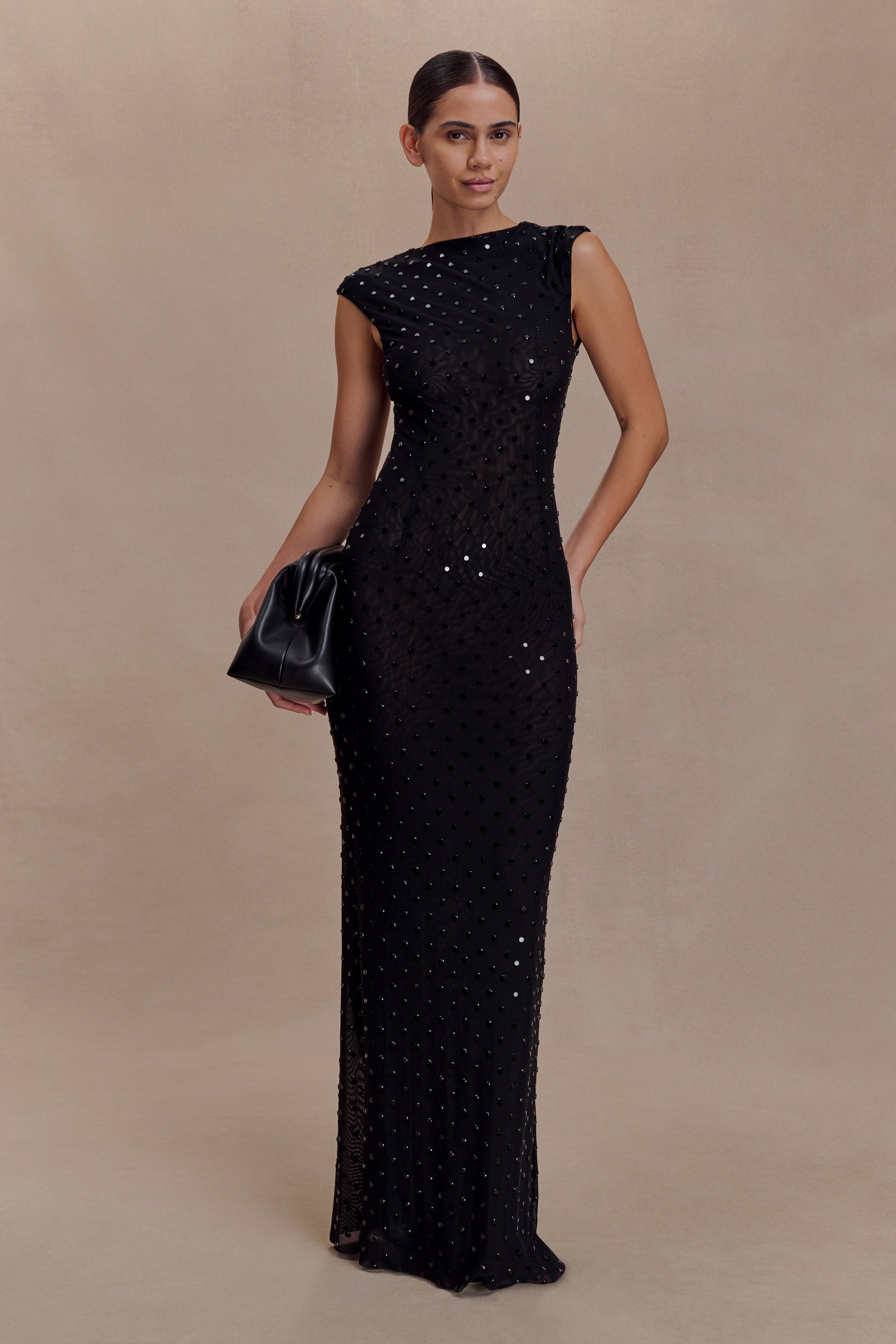 Samara Sleeveless Diamante Maxi Dress - Black #5