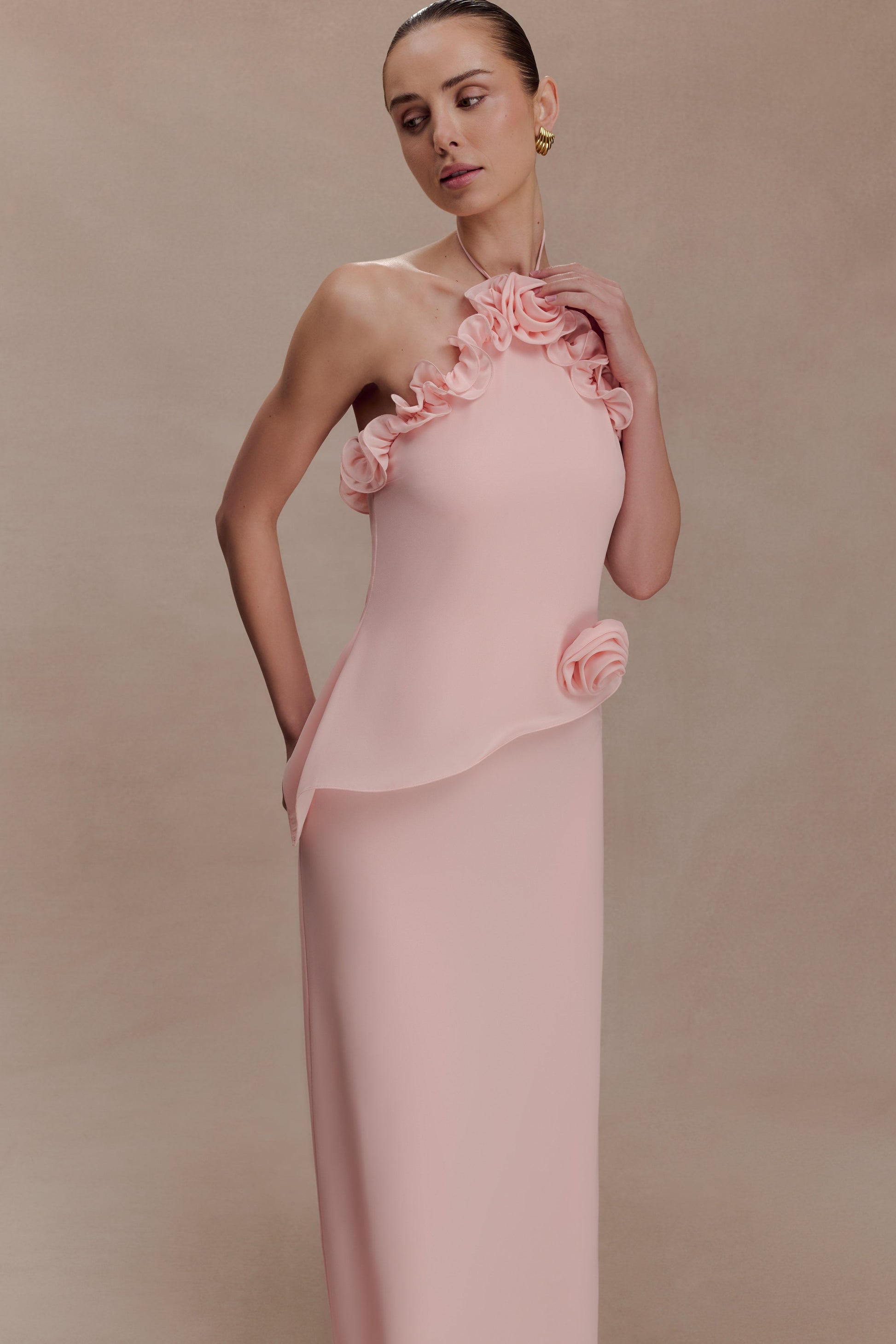 Melissa Chiffon Flower Maxi Dress - Baby Pink #3