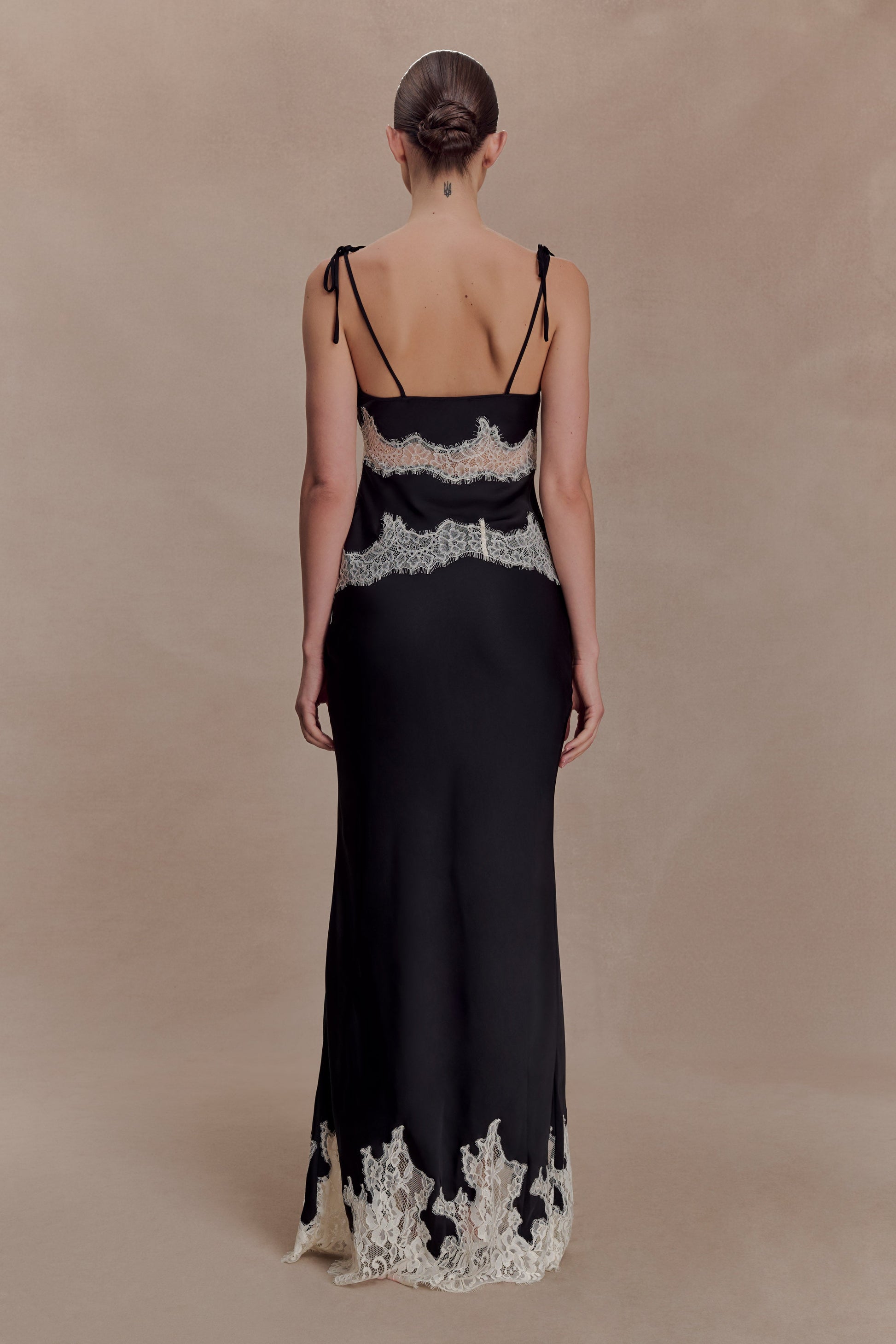 Nina Satin And Lace Camisole - Black/Ivory #5