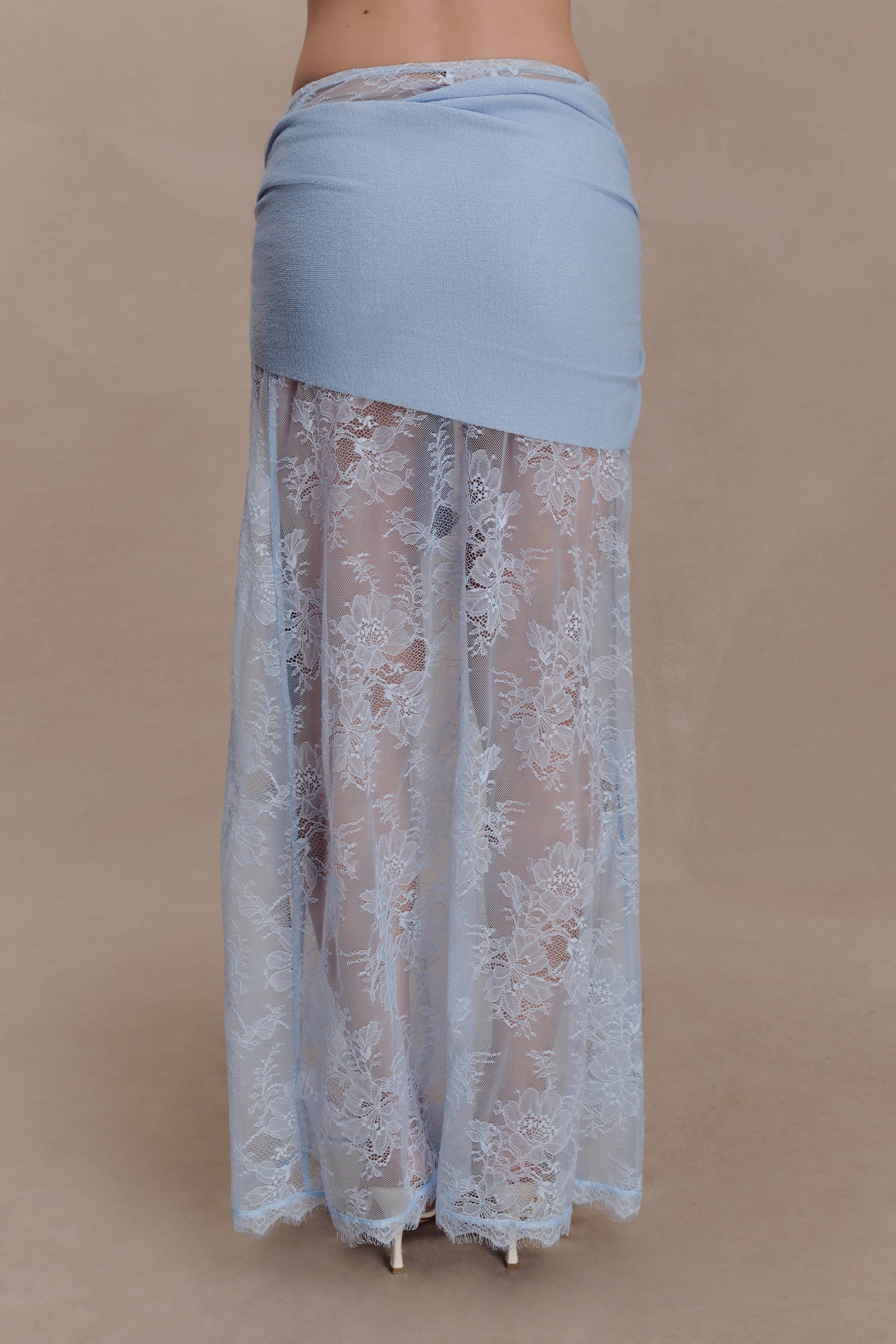 Lucy Lace And Knit Skirt - Cornflower Blue #5