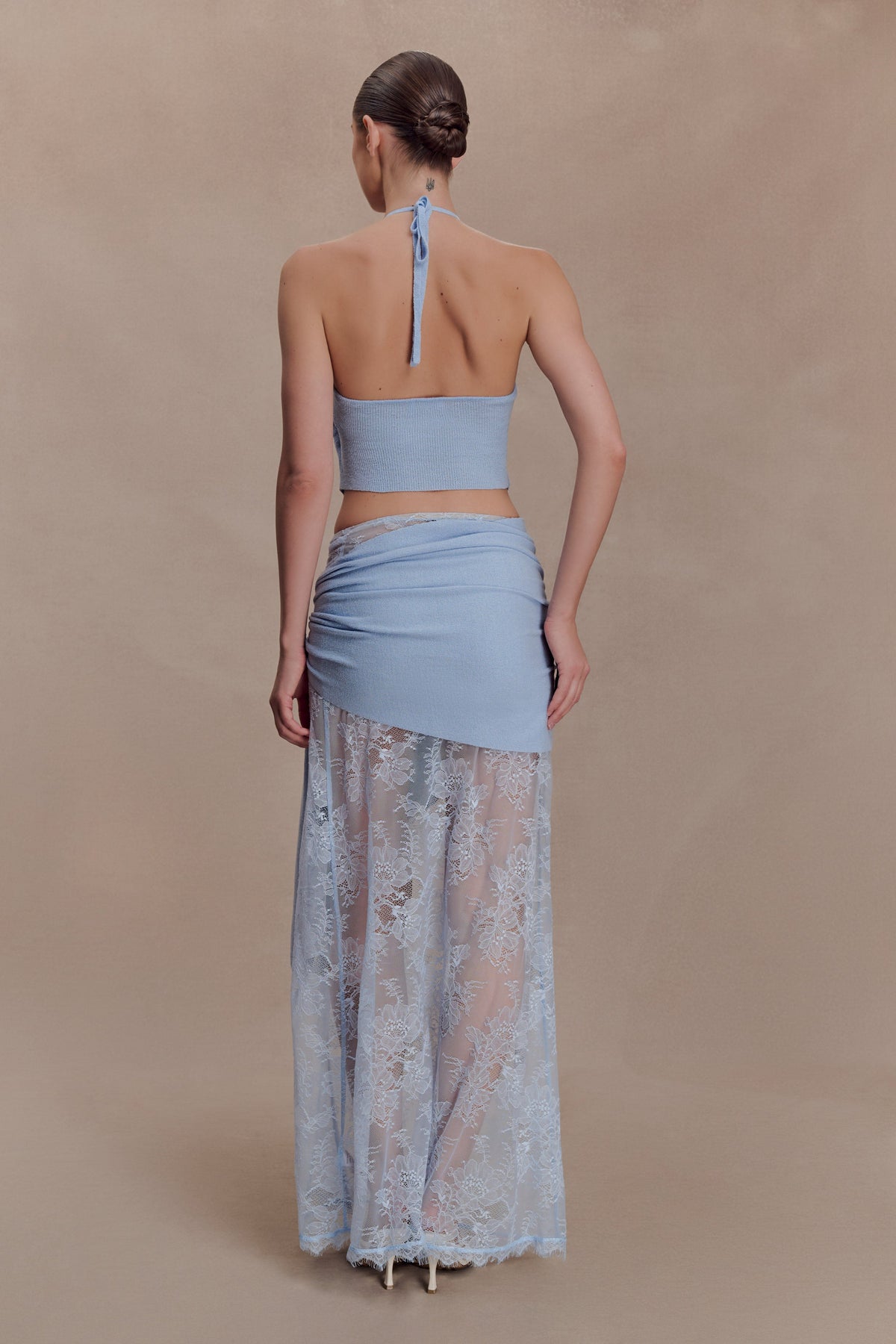 Lucy Lace And Knit Skirt - Cornflower Blue #2