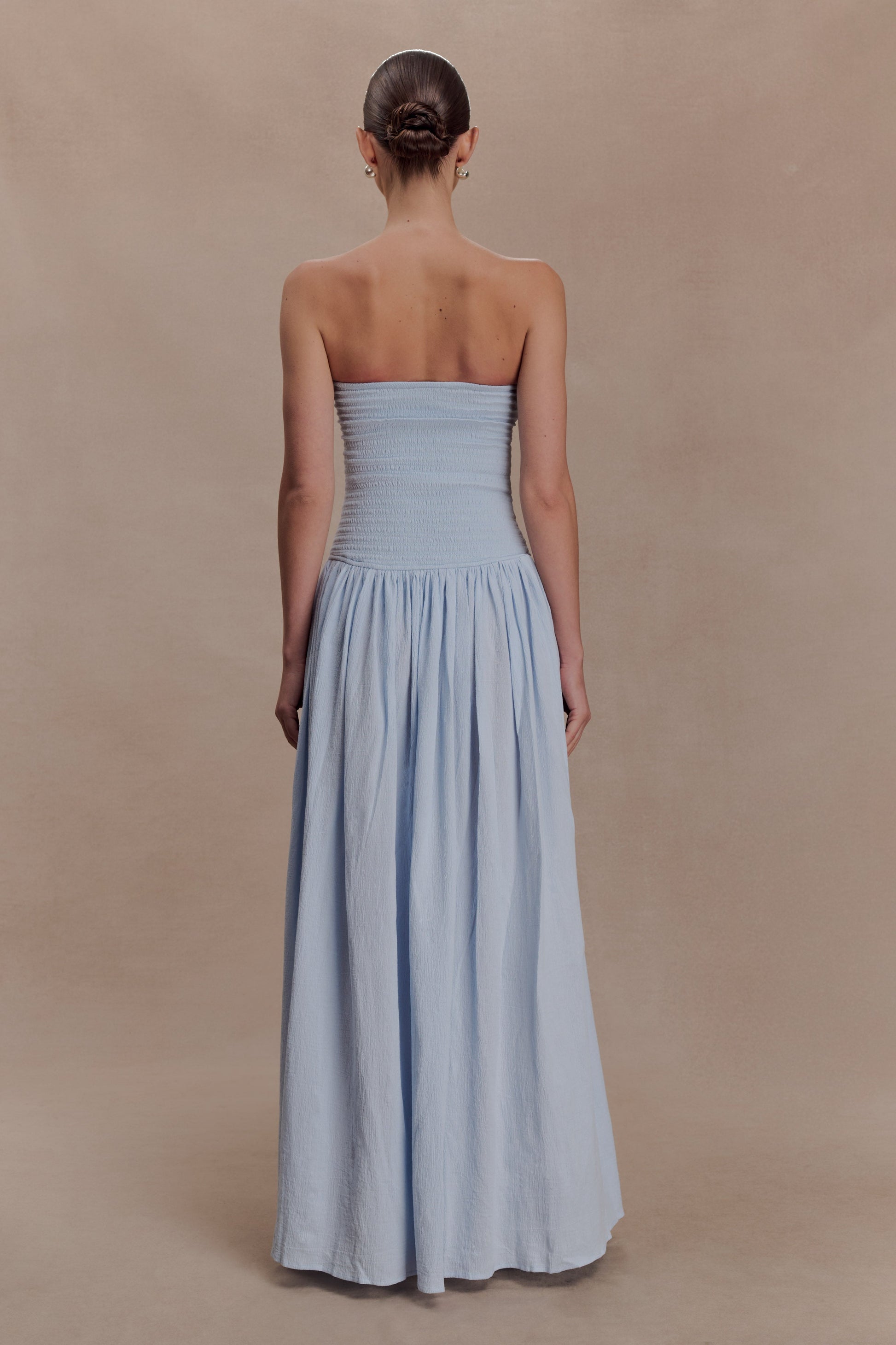 Maureen Cotton Shirring Maxi Dress - Powder Blue #2