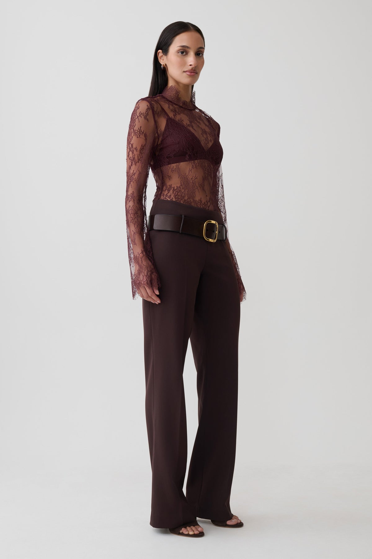 Brooke Straight Leg Suiting Pant - Burgundy