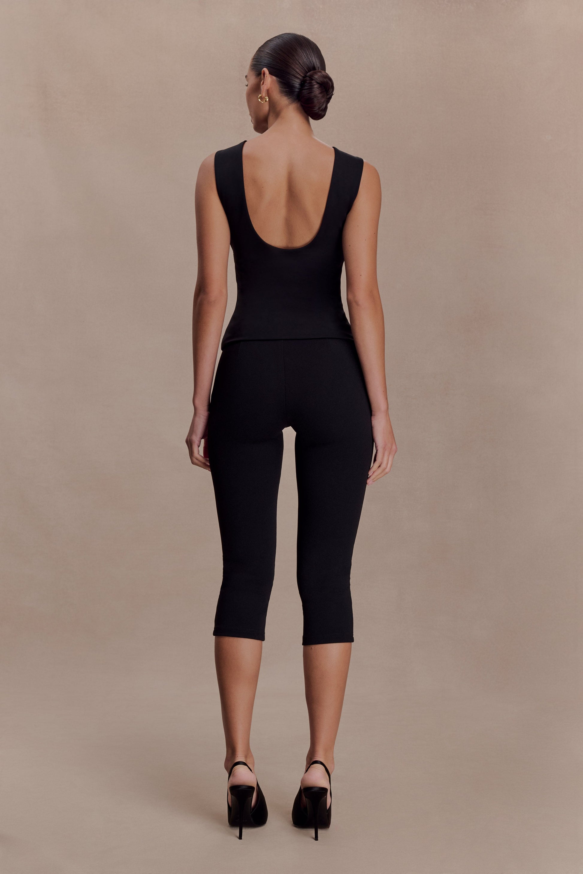 Kyra Open Back Scuba Crepe Top - Black #2