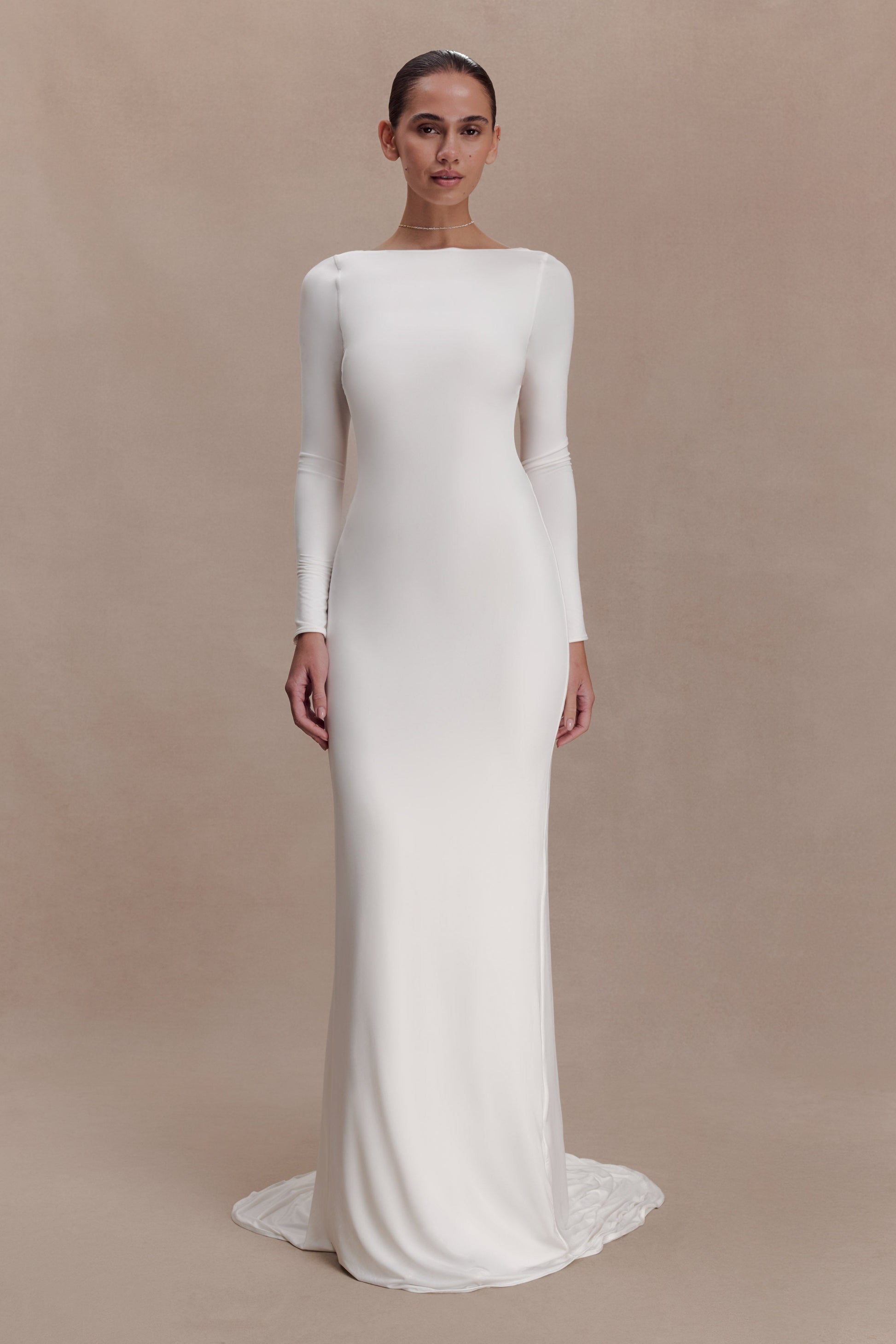 Marlene Slinky Low Back Maxi Dress - White #2