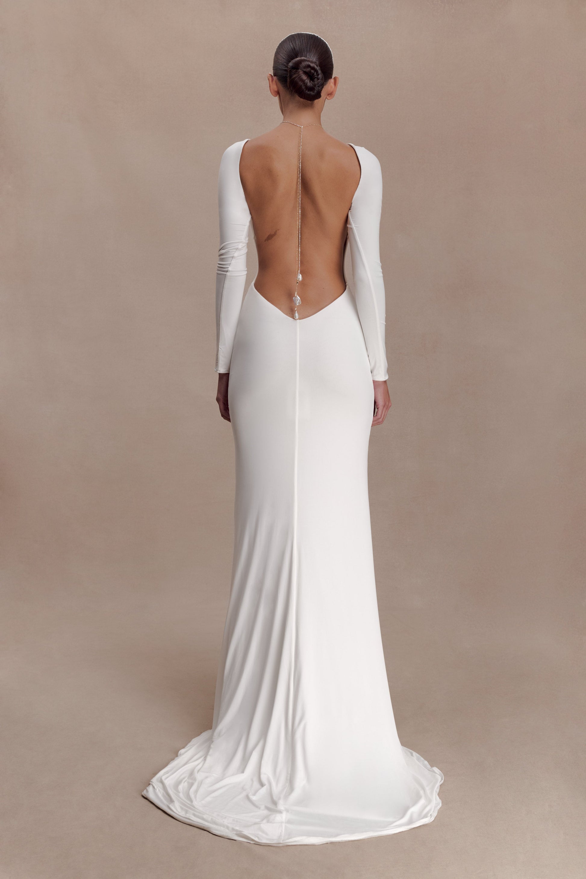 Marlene Slinky Low Back Maxi Dress - White #4