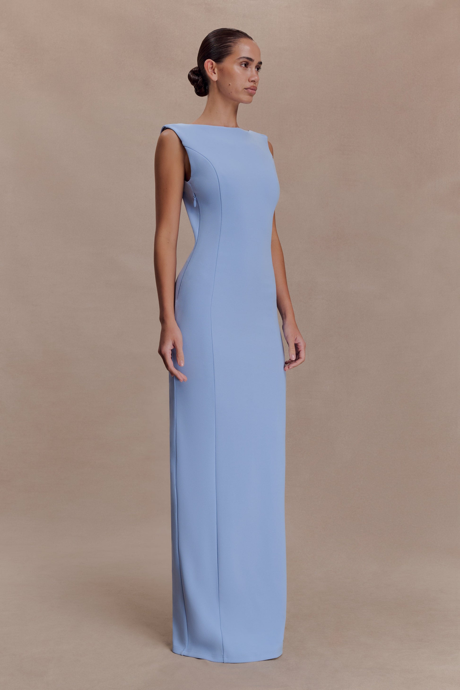 Galilea Crepe Draped Maxi Dress - Cornflower Blue #4