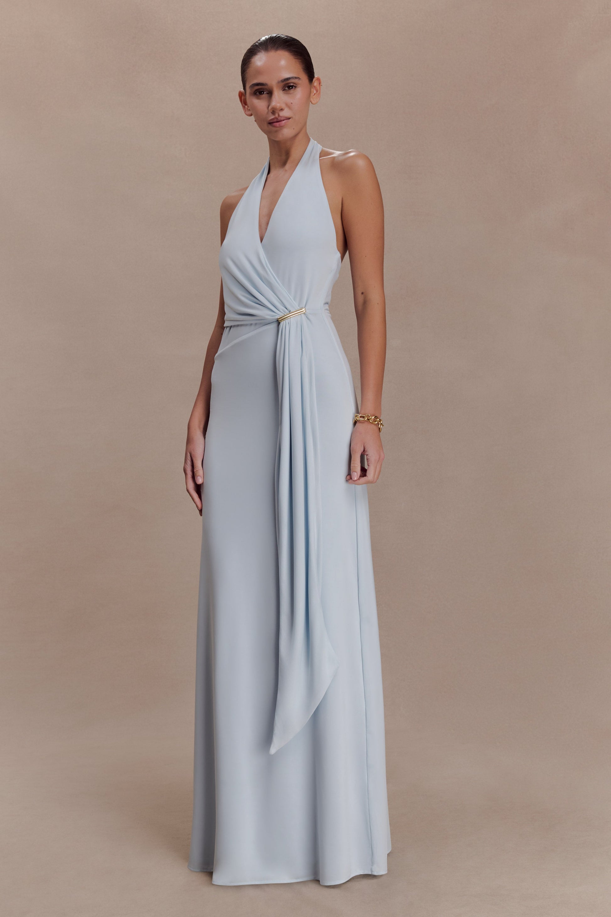 Veda Slinky Halter Maxi Dress - Pale Blue #5