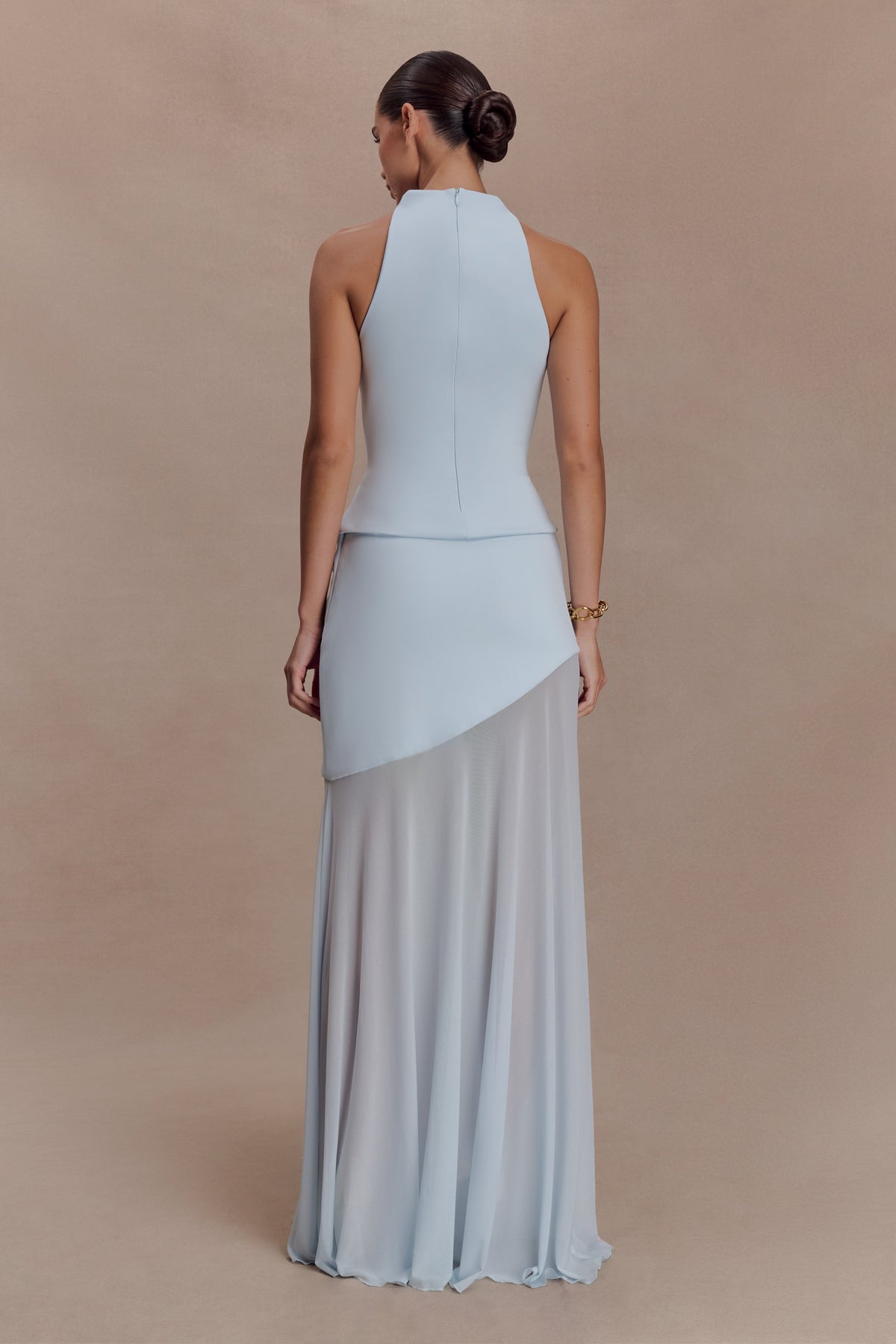 Portia Scuba And Mesh Maxi Skirt - Pale Blue #2