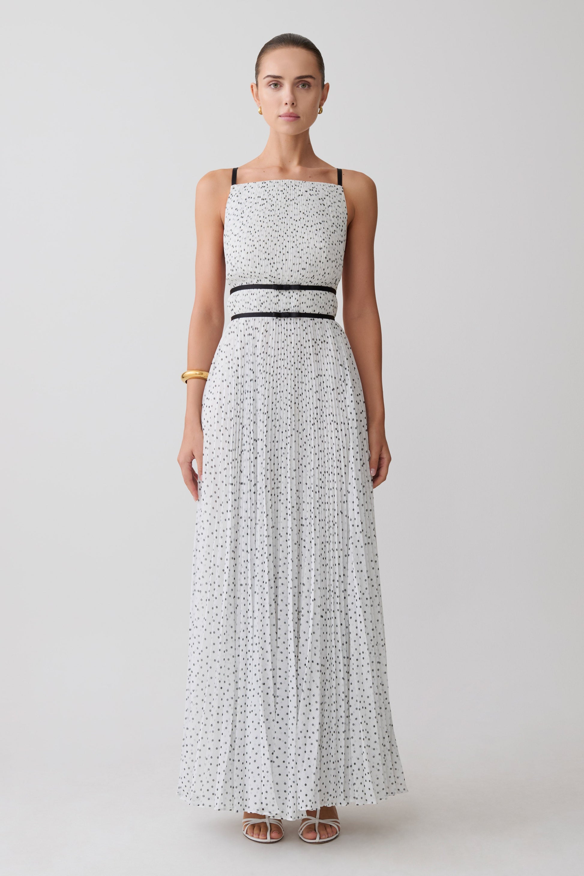 Clarisse Pleated Maxi Dress - Polka Dot #7
