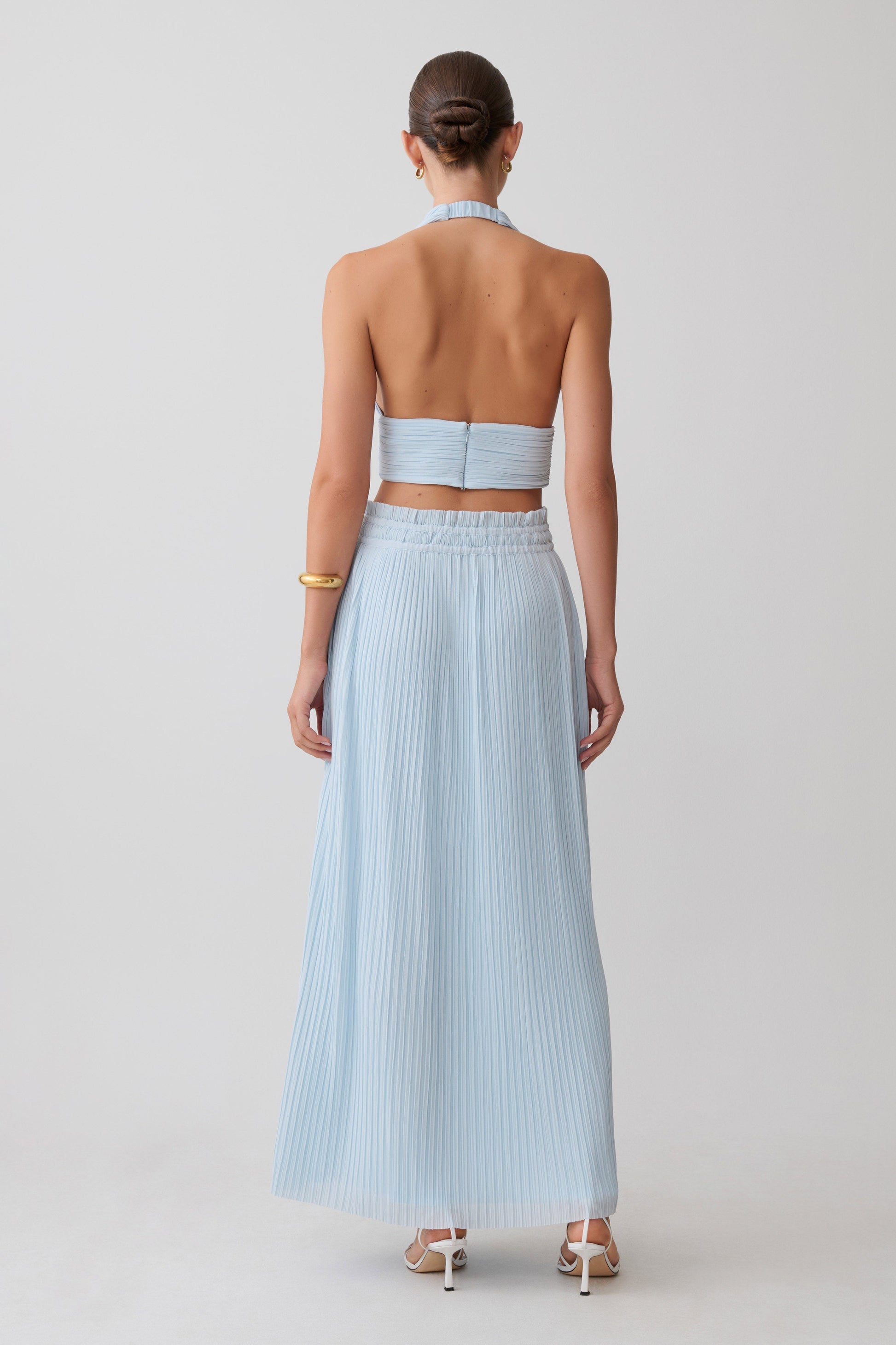 Amaris Sleeveless Plisse Halter Top - Pale Blue #7