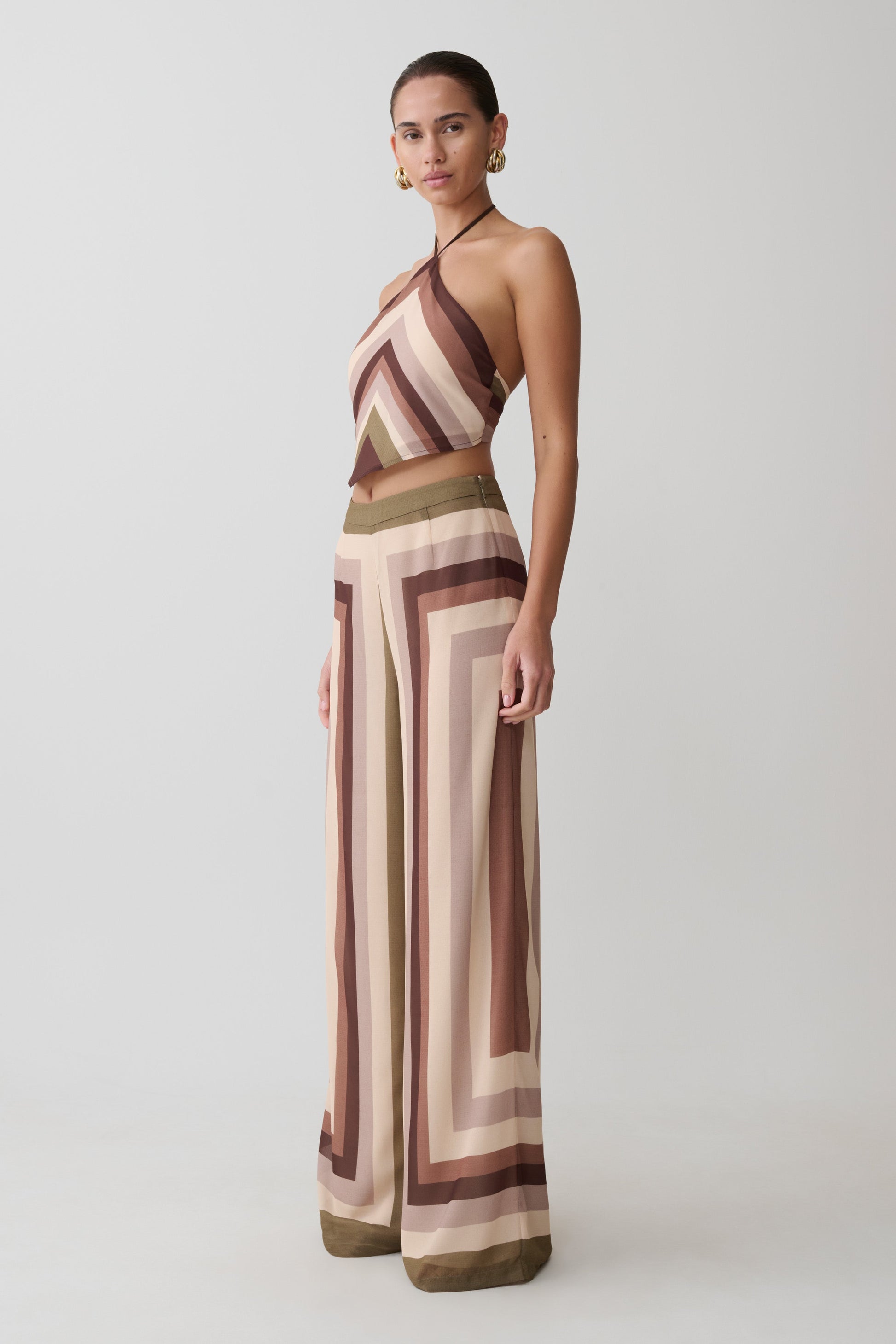 Thea Halter Chiffon Sleeveless Top - Multi Stripe #8