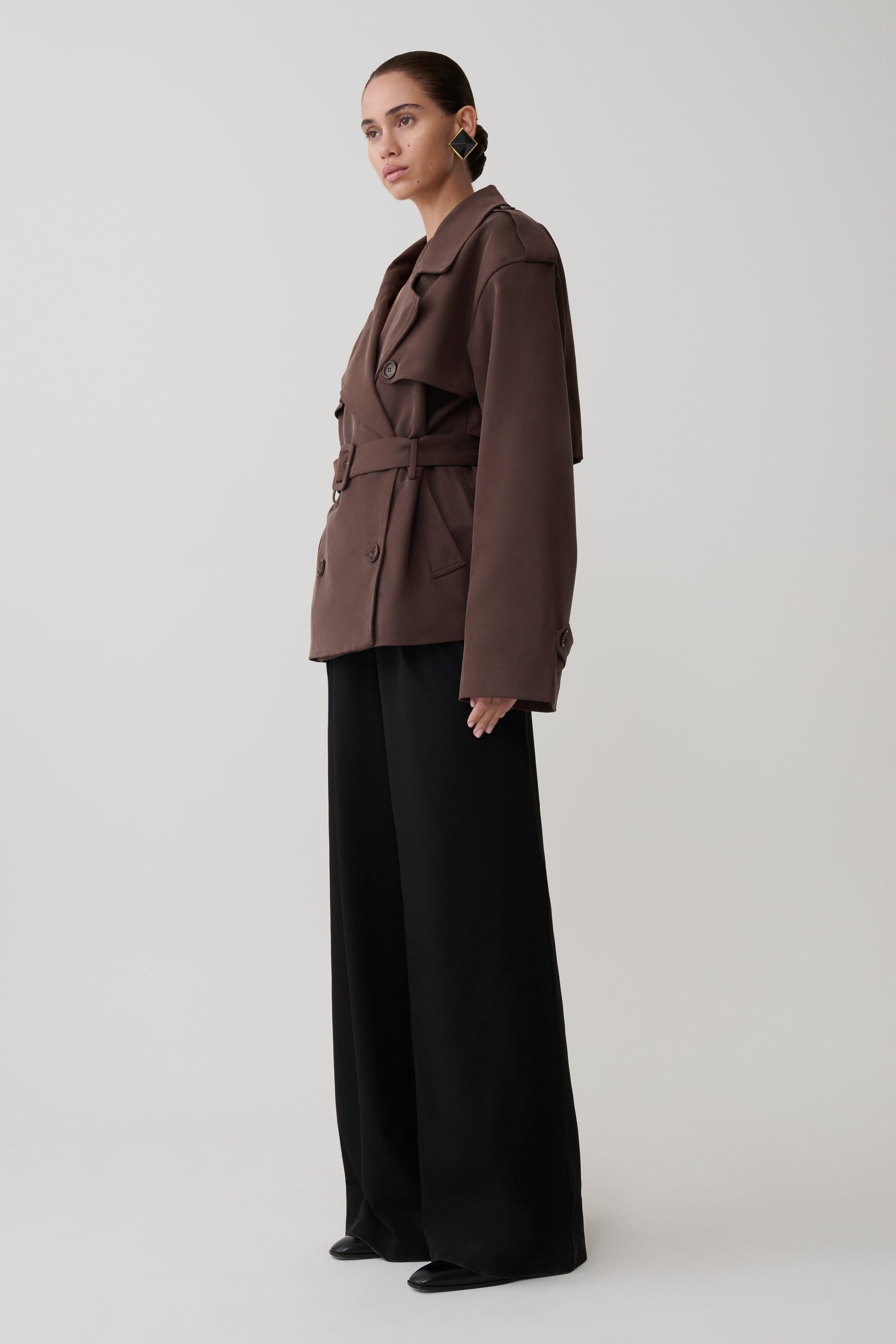 Alden Short Trench Jacket - Chocolate #6