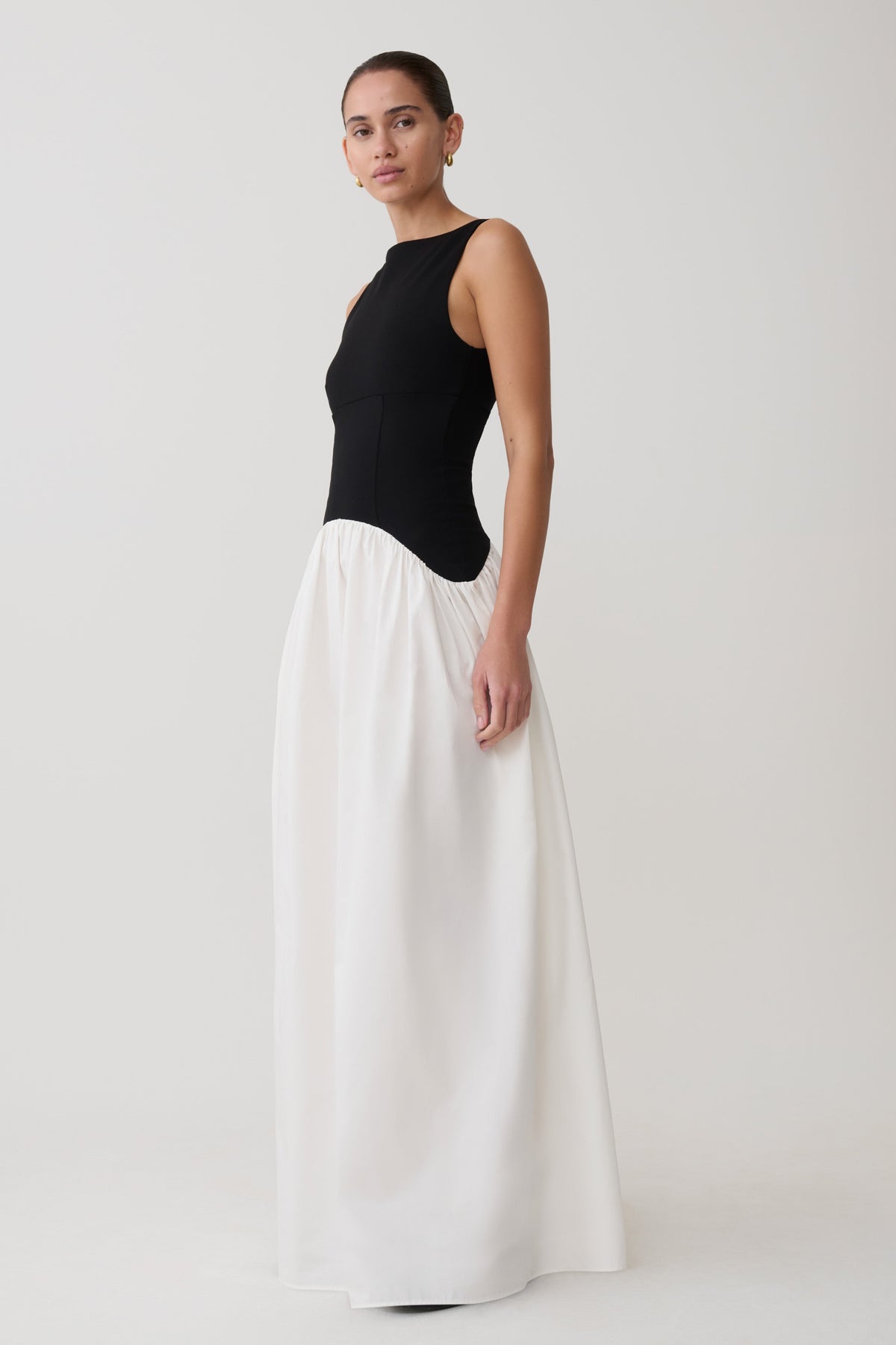 Acacia Contrast Sleeveless Maxi Dress - Black/White #3