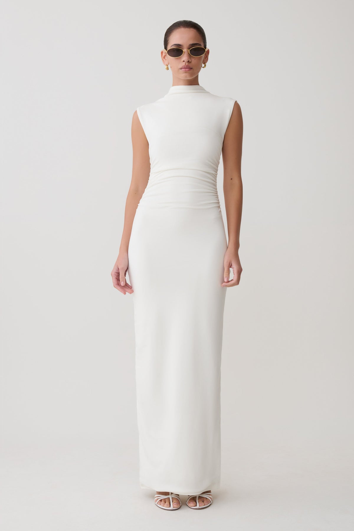 Elliot High Neck Sleeveless Maxi Dress - White #4