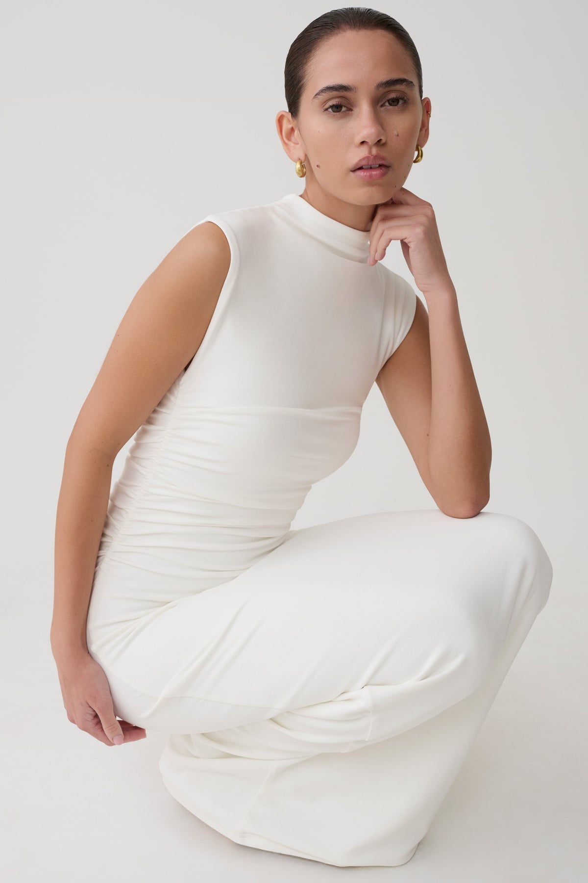 Elliot High Neck Sleeveless Maxi Dress - White #5