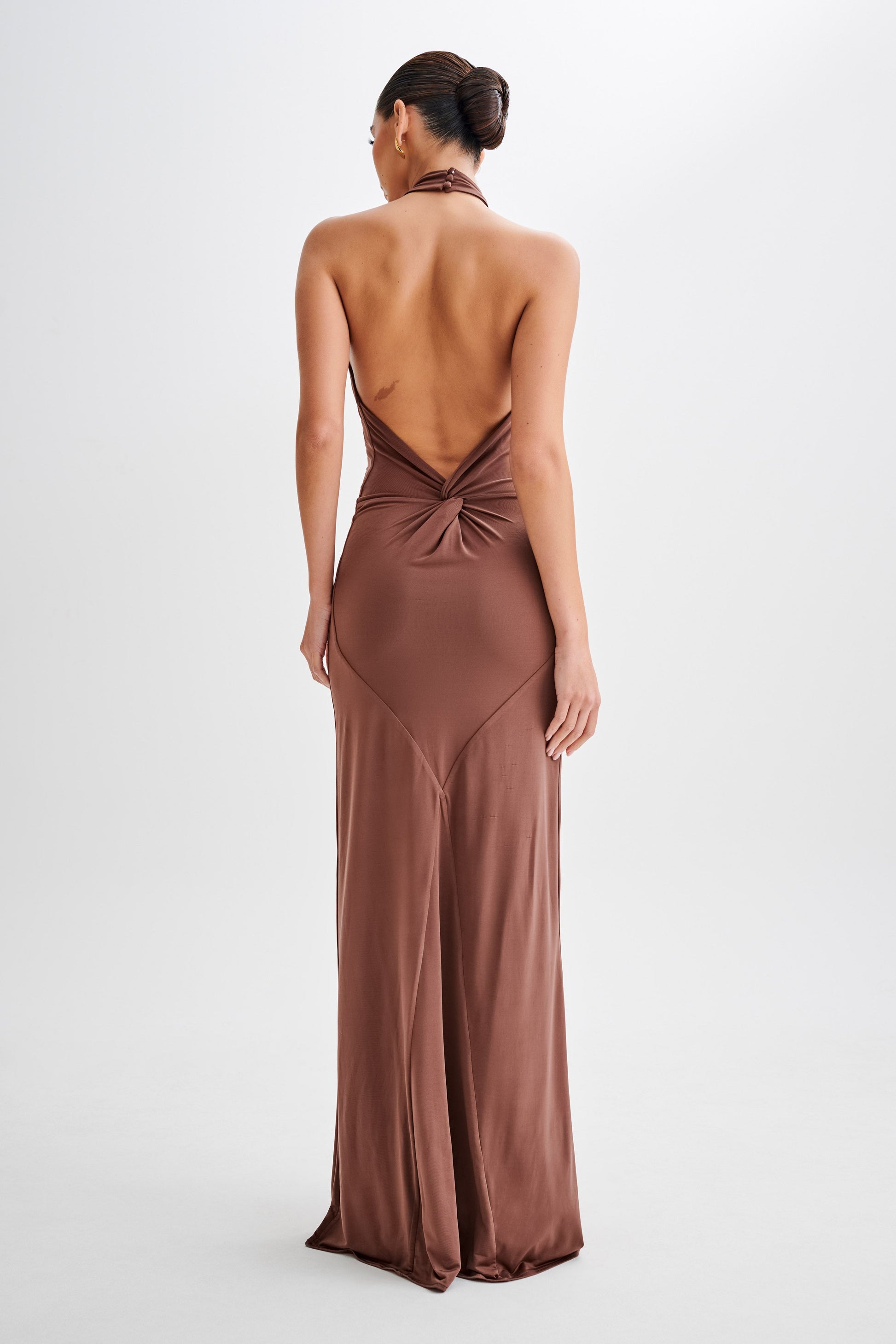 Elyna Slinky Halter Maxi Dress - Chocolate #2