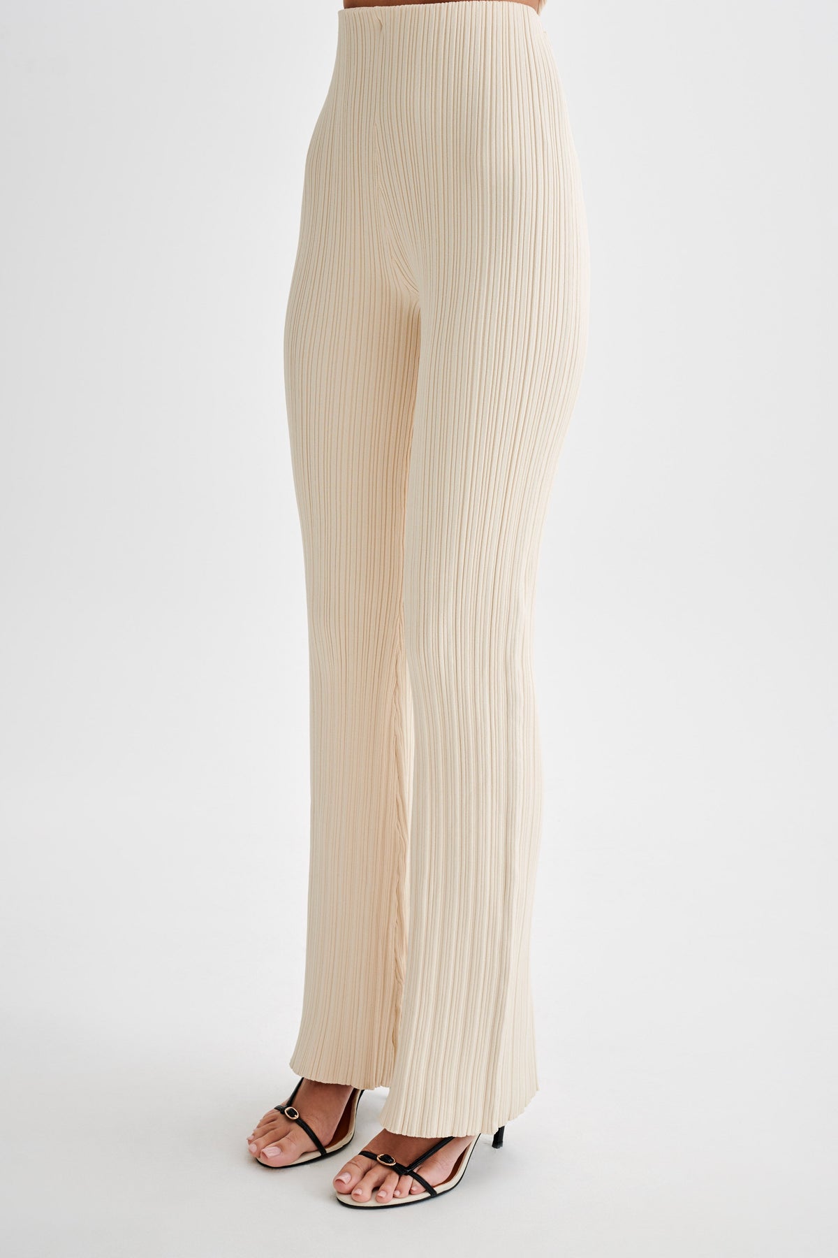 Chiara Straight Leg Rib Knit Pant - Cream #8