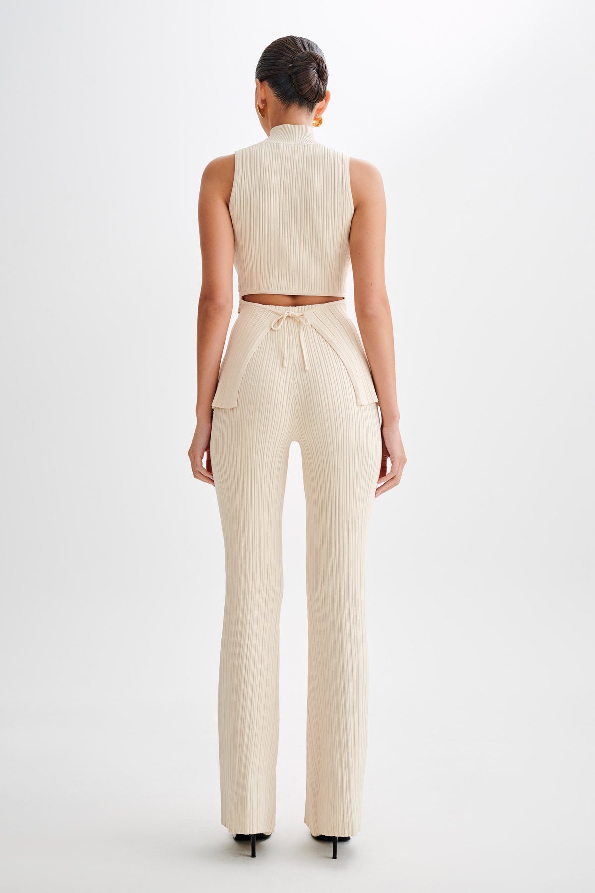 Chiara Straight Leg Rib Knit Pant - Cream