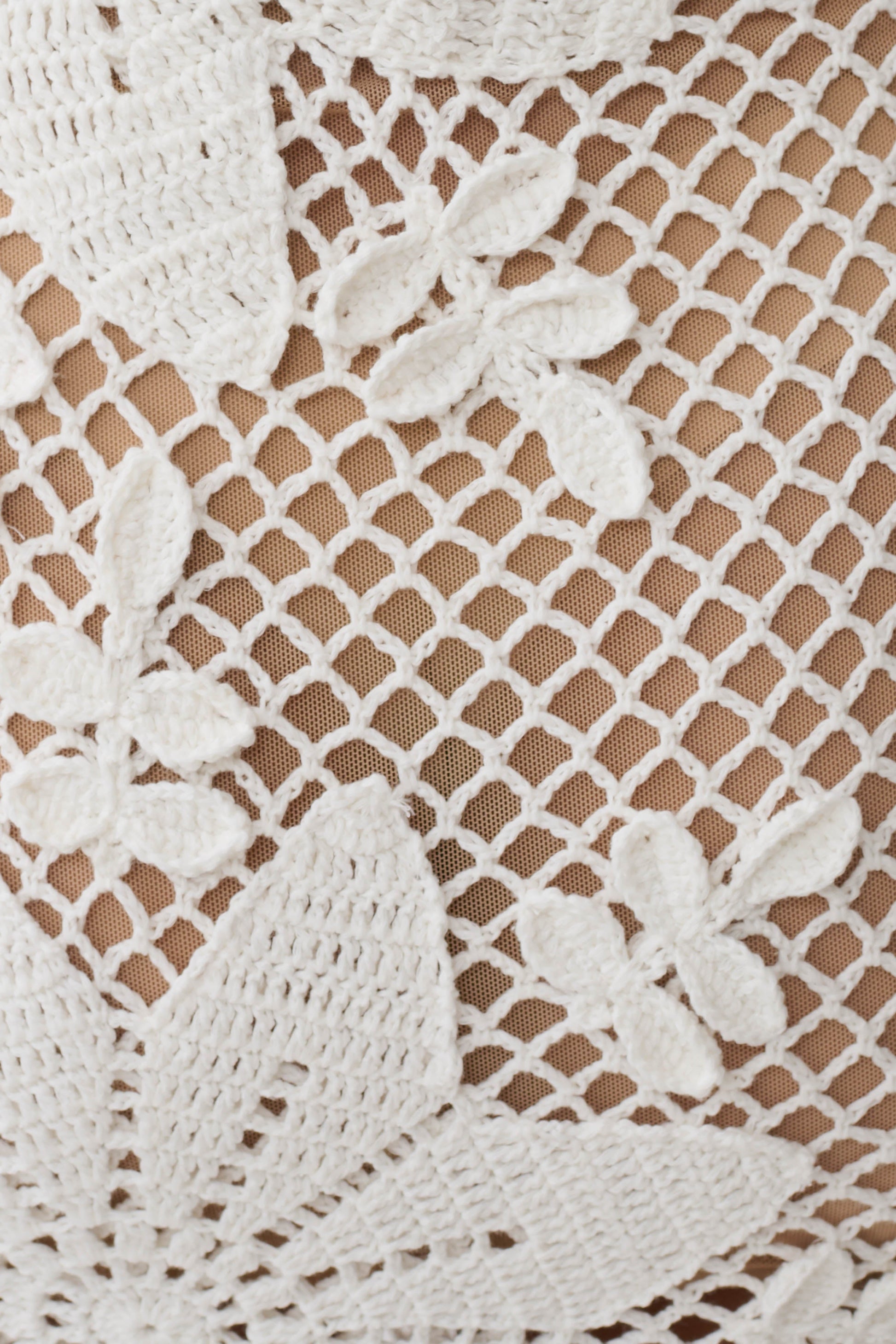 Mandie Hand Crochet Asymmetrical Maxi Dress - White #7