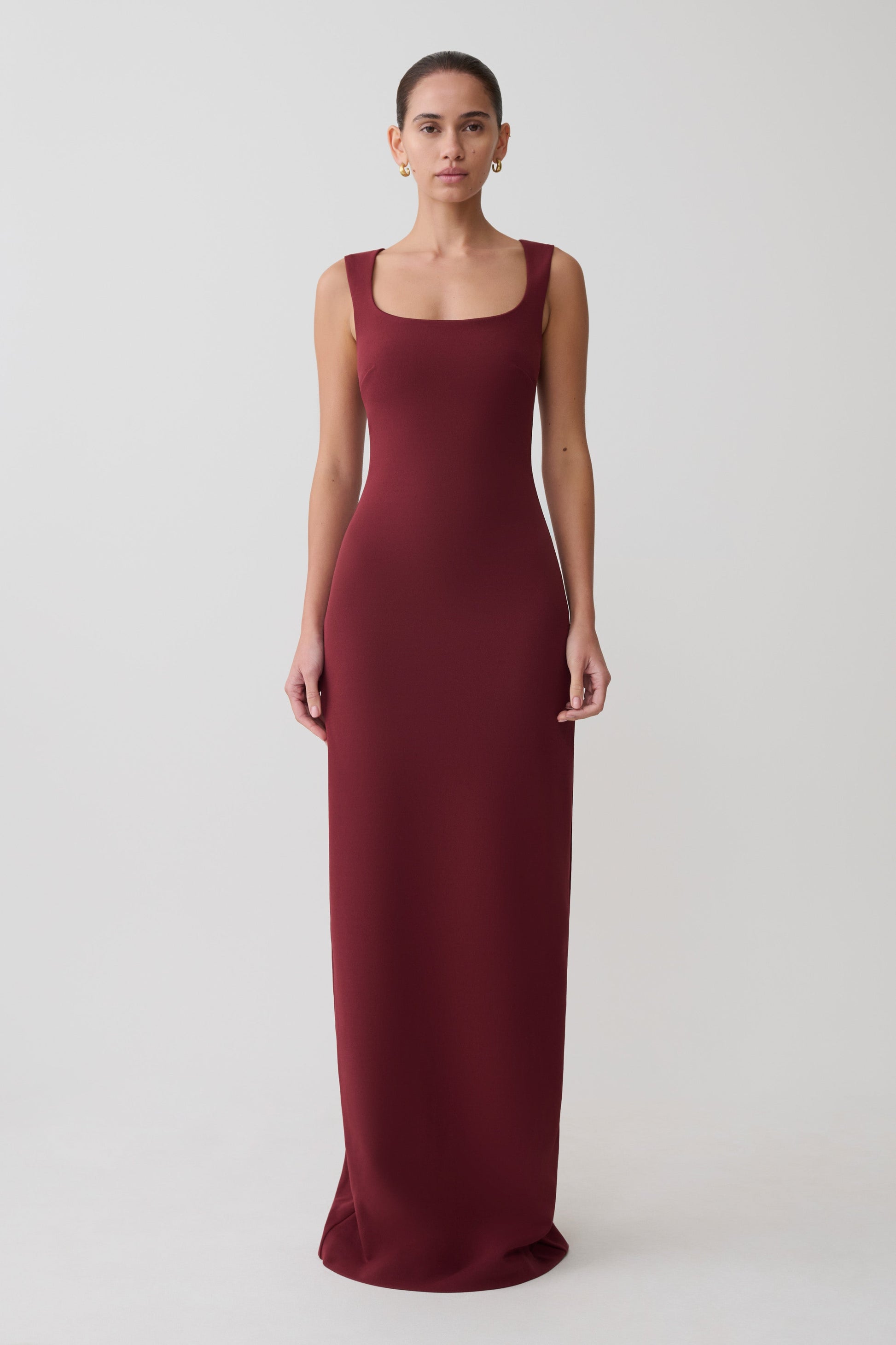 Rhea Detachable Cape Jersey Maxi Dress - Wine #11