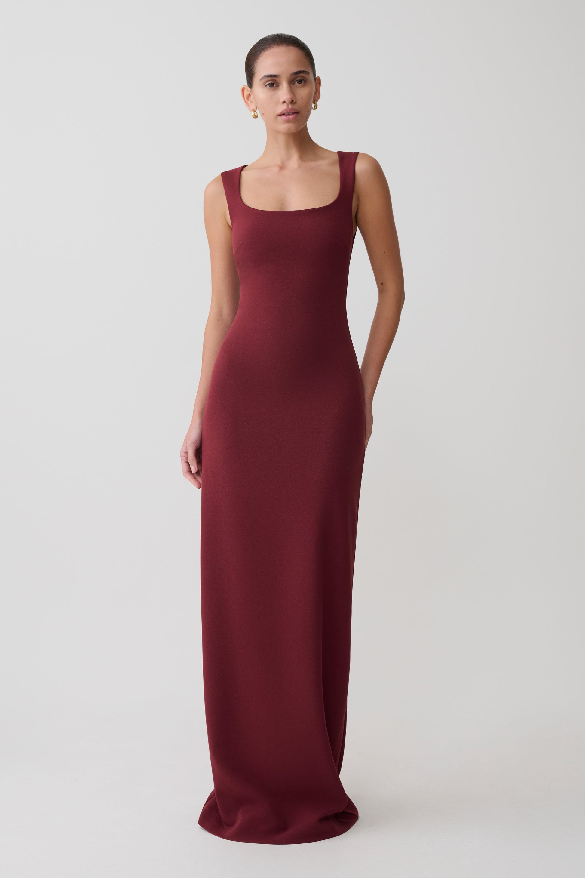 Rhea Detachable Cape Jersey Maxi Dress - Wine #6